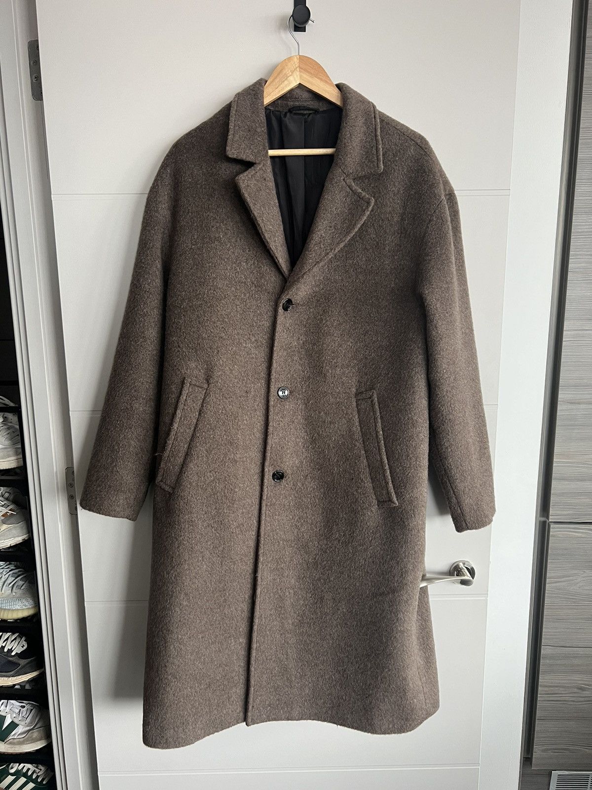 Weekday Weekday Unisex Albin wool blend overcoat in mole Size S / US 4 / IT 40 - 3 Thumbnail