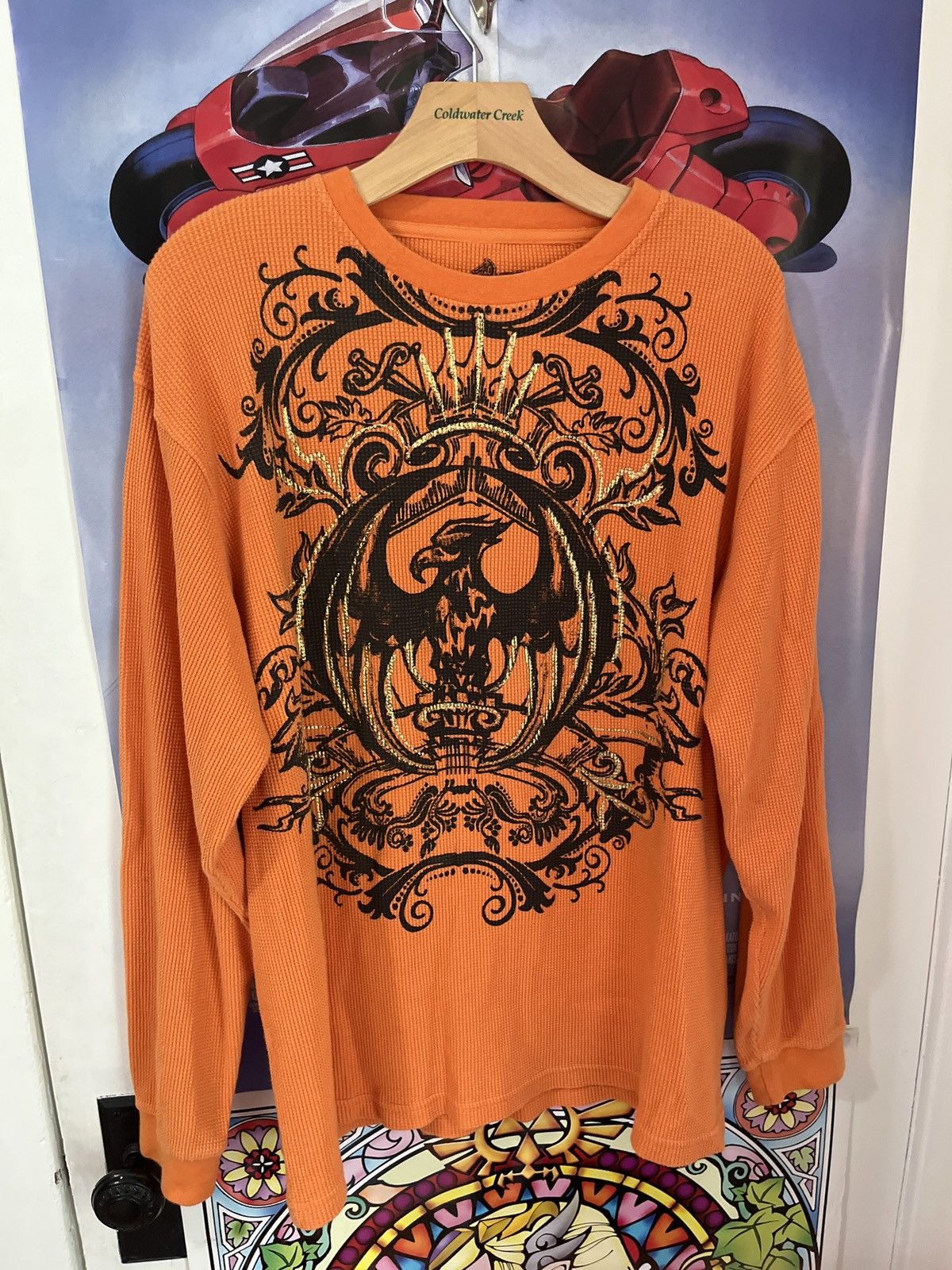 Vintage Orange waffle knit all over print longsleeve Size US XXL / EU 58 / 5 - 1 Thumbnail