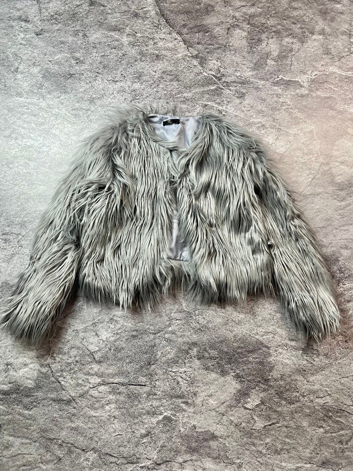 Pre-owned Avant Garde Y2k Mohair Fuzzy Faux Fur Japan Archival Style Jacket In Grey