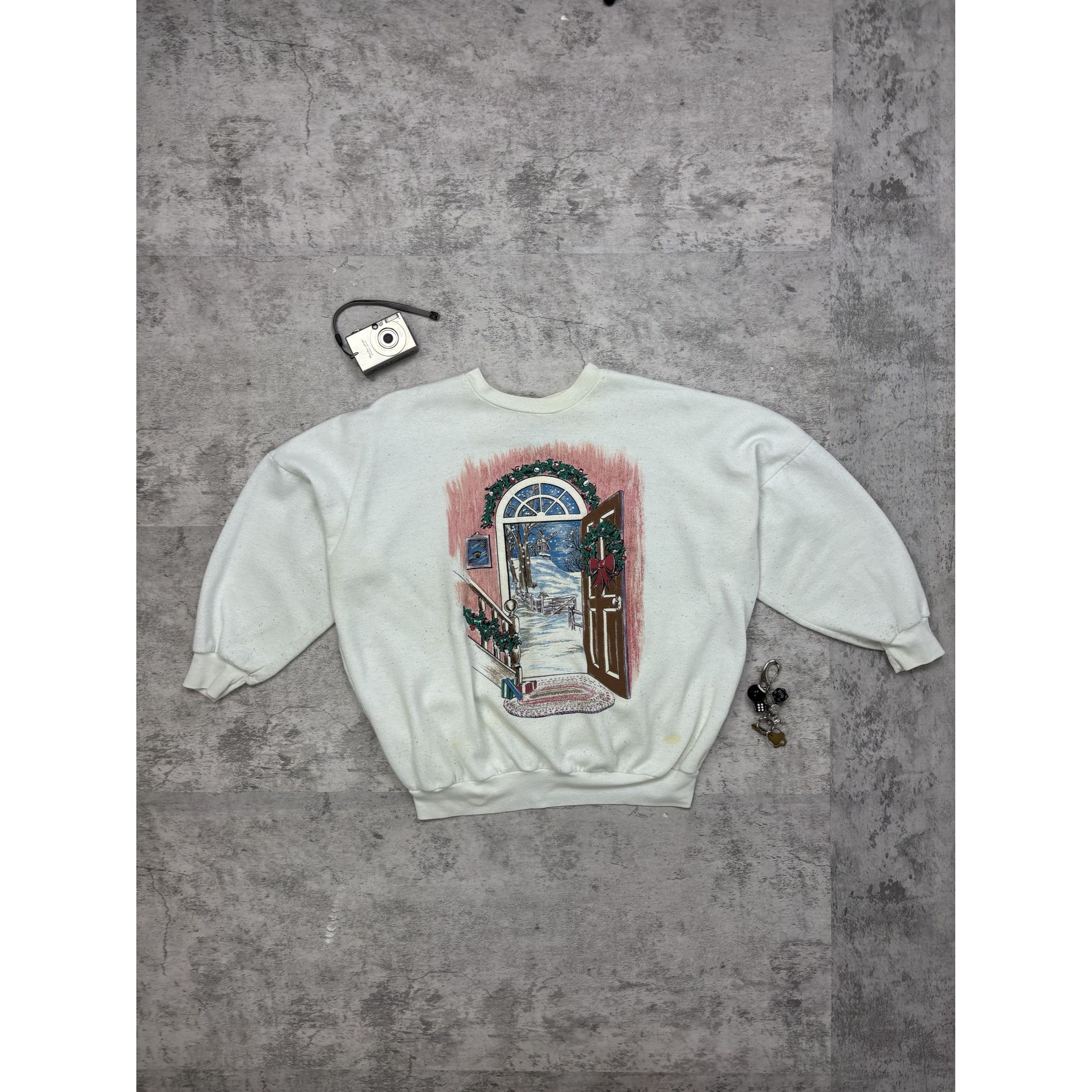 Other Vintage Cute 80s Winter House Door Art Crewneck Size XL / US 12-14 / IT 48-50 - 1 Thumbnail
