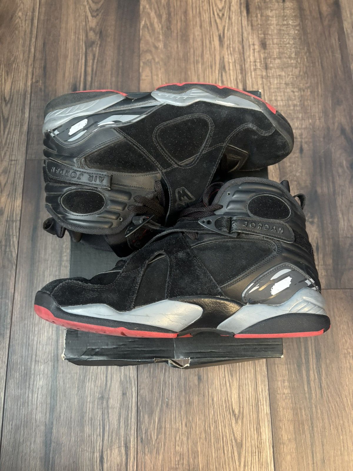 Jordan Brand × Nike Size 10 - Jordan 8 Retro Bred Cement Black Red Grey Size US 10 / EU 43 - 4 Thumbnail