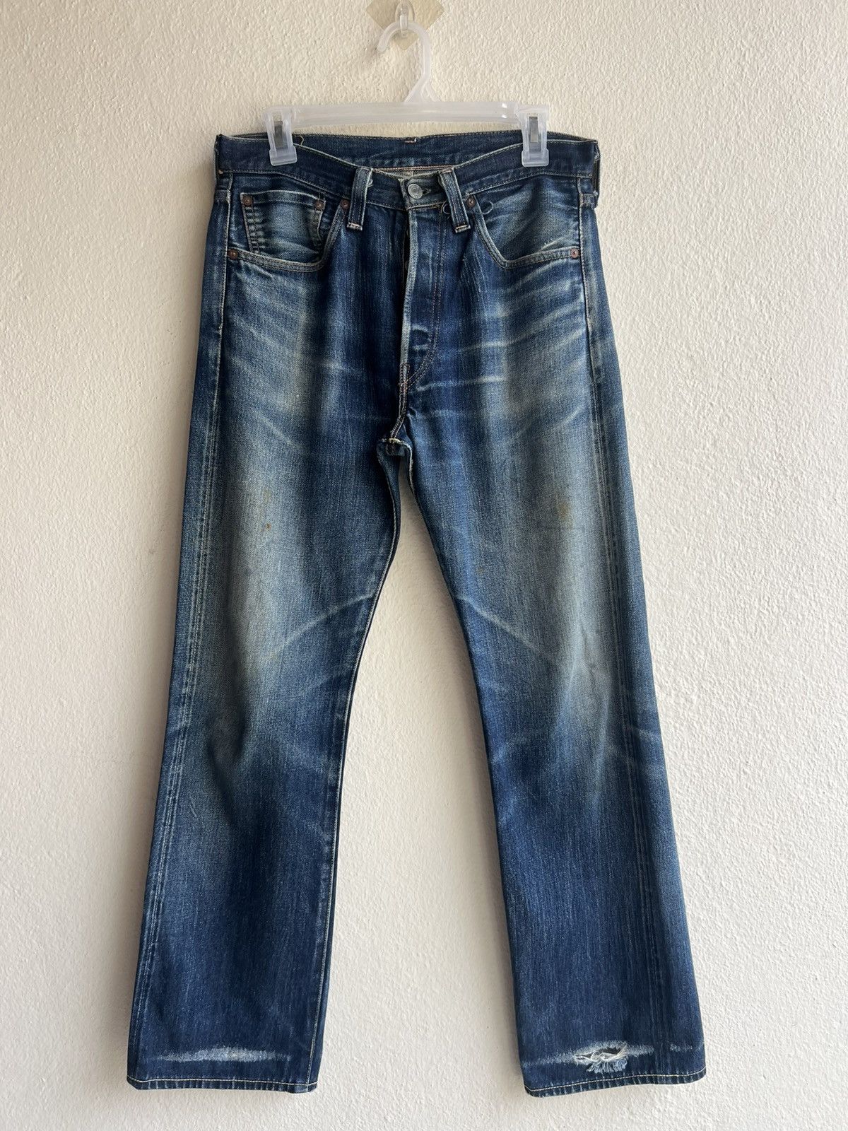 Levi's Vintage Clothing 2000s LVC Levi’s 501 XX Big E Distress Denim Selvedge Jeans Size US 30 / EU 46 - 1 Thumbnail