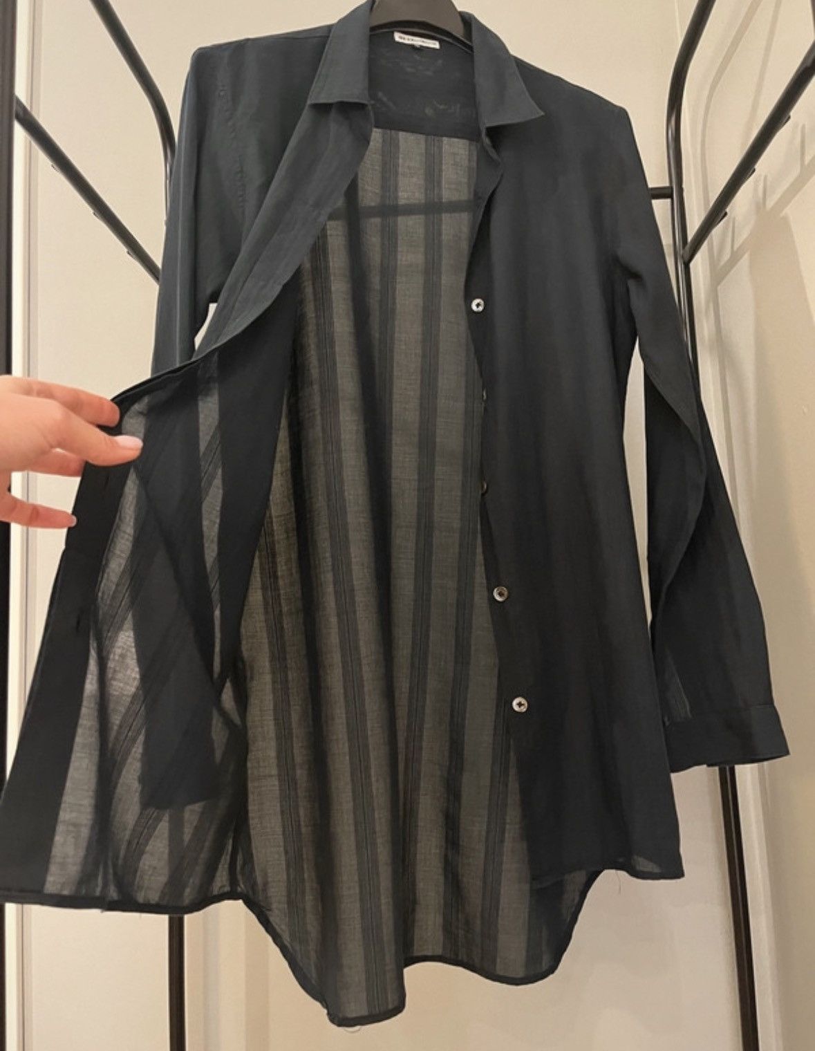 Ann Demeulemeester Black Ann Demeulemeester Asymmetrical Tie Longsleeve Shirt Size XS / US 0-2 / IT 36-38 - 3 Thumbnail