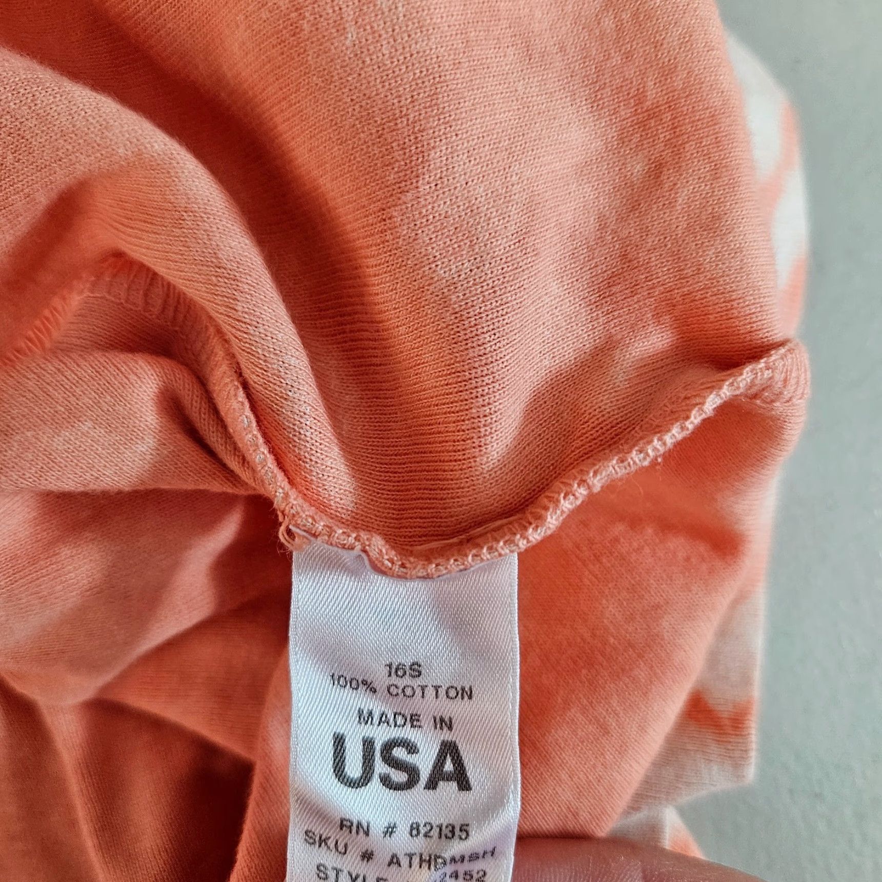Vintage Fresh Produce Womens Top Shirt XL Coral 3/4 Sleeve Striped Cotton Size XL / US 12-14 / IT 48-50 - 4 Thumbnail