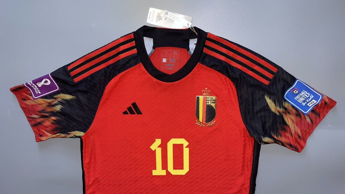 Nike × Vintage NWT BELGIUM ADIDAS 2022 WC FOOTBALL HOME JERSEY #10 HAZARD Size US M / EU 48-50 / 2 - 3 Thumbnail