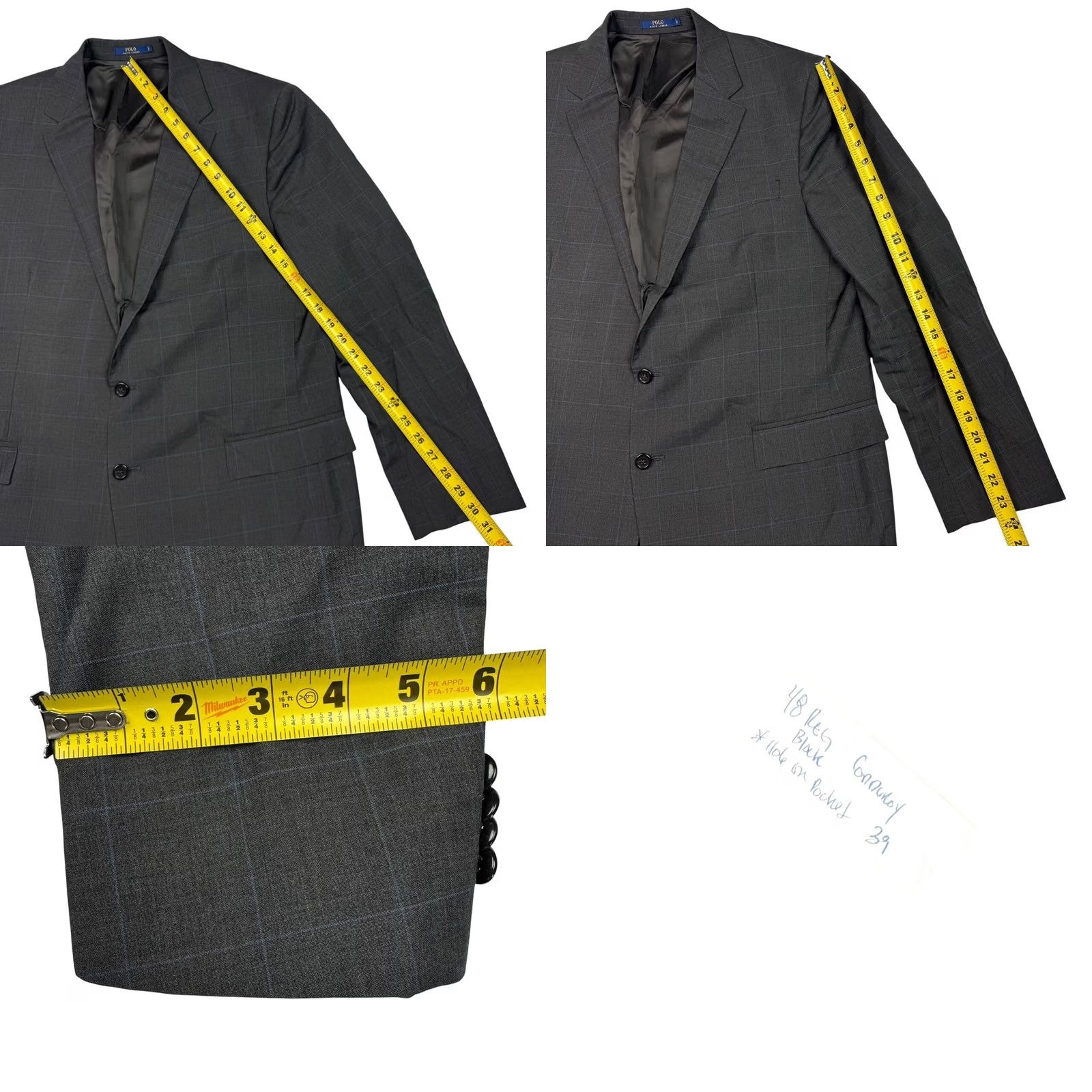 Ralph Lauren Polo Ralph Lauren Men Wool 2-Button Blazer Gray Windowpane Italy 46R Blazer Size US XXL / EU 58 / 5 - 8 Thumbnail
