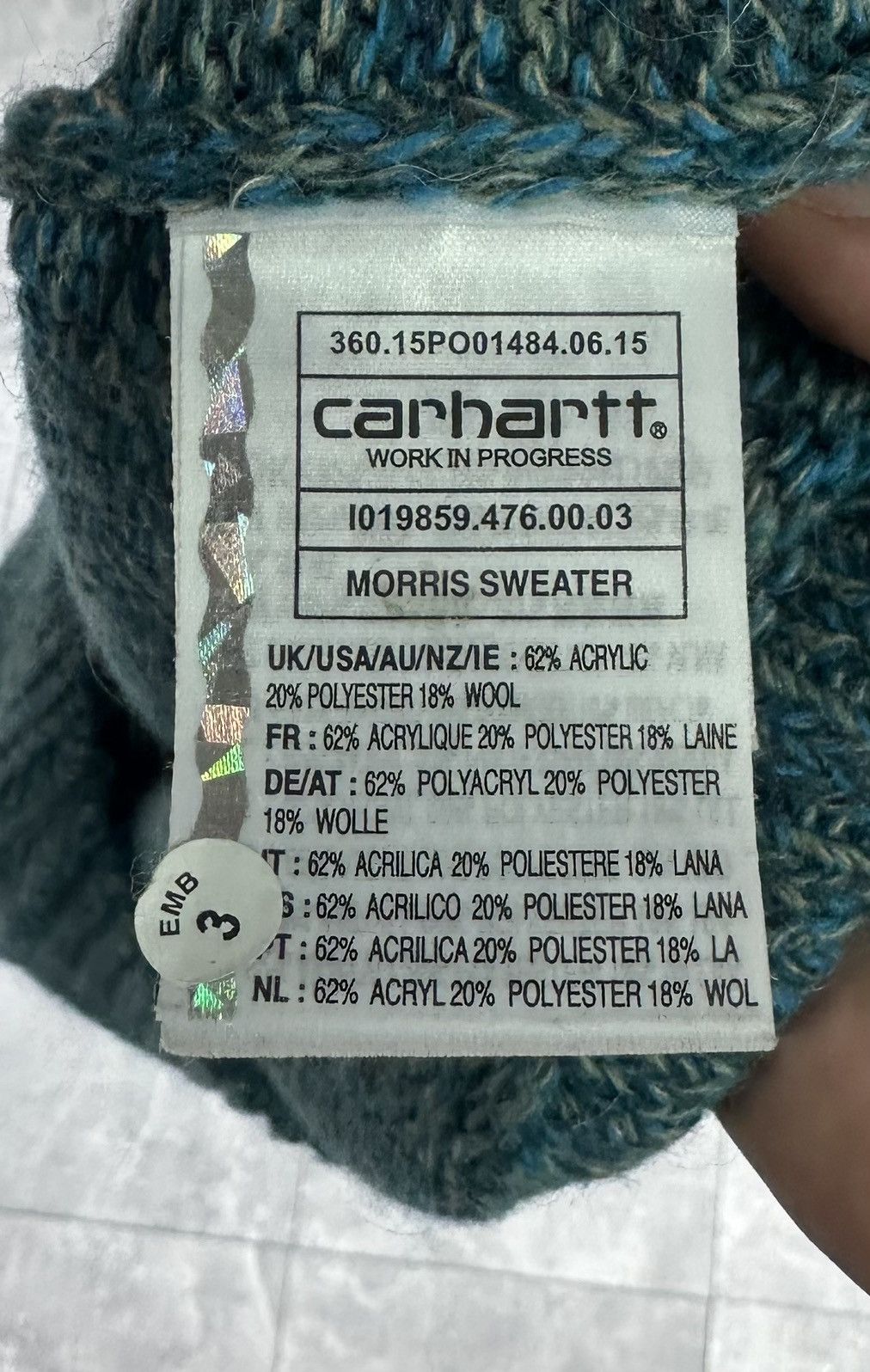Carhartt Carhartt Small Logo Morris Textured Knitting Sweater Size US S / EU 44-46 / 1 - 9 Thumbnail