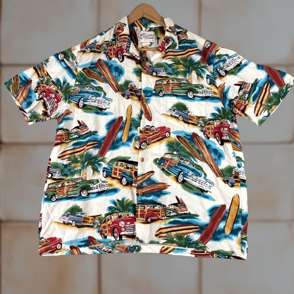 Vintage VINTAGE Diamond Head Sportswear Shirt Mens Large White Woody Wagon Surf Rayon Hawaiian Size US L / EU 52-54 / 3 - 1 Thumbnail