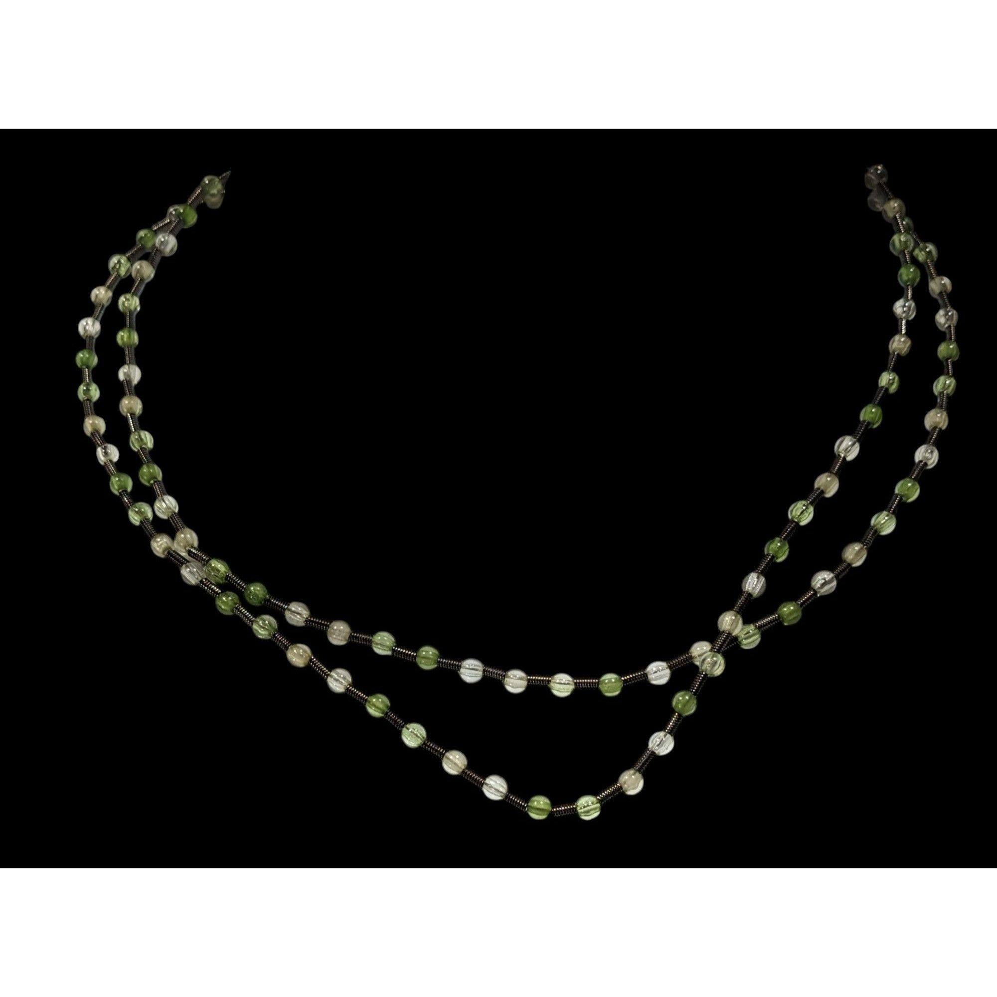 Other Earthy Clear And Green Glass Necklace With Metal Coil Spacer Size ONE SIZE - 4 Thumbnail