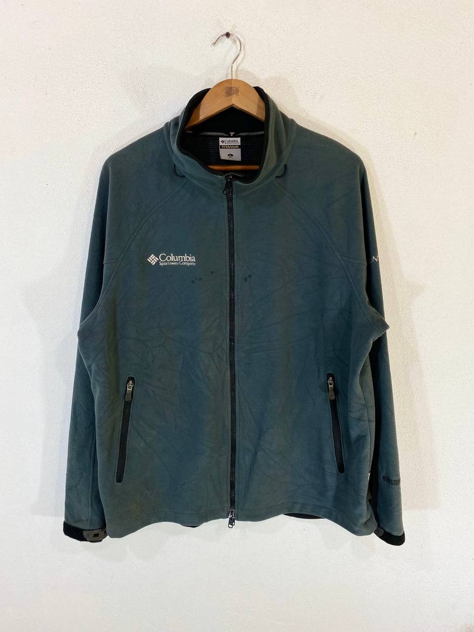 image of Avant Garde x Columbia Vintage Columbia Titanium Windstopper Fleece Jacket in Dark Grey (Size Large