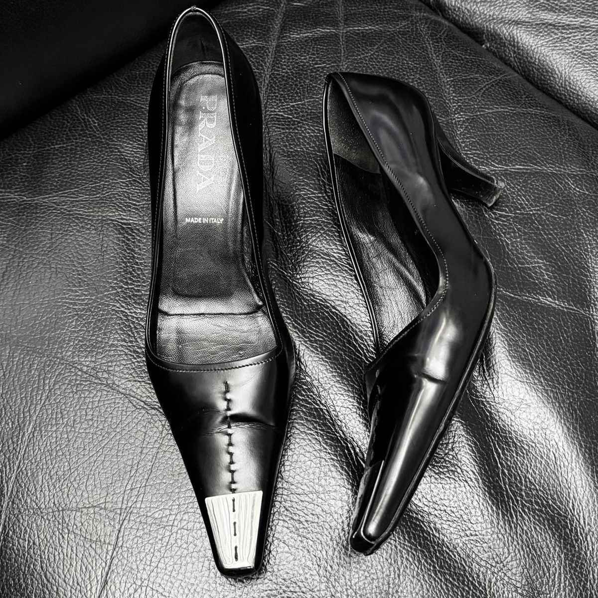 Prada Prada heels with elongated pointed toes and metal toe Size US 10 / IT 40 - 2 Thumbnail