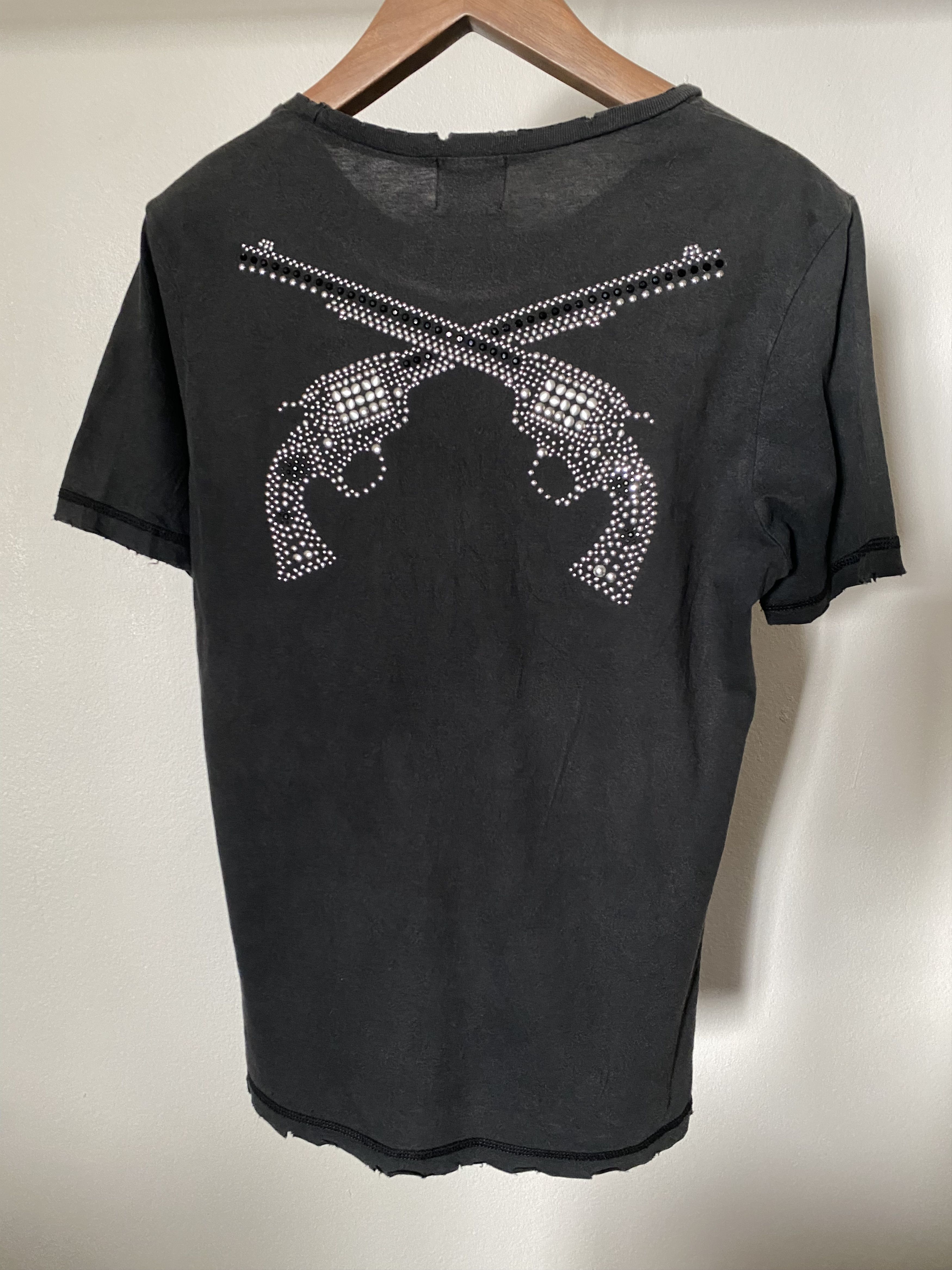 Wash faded distressed with Rhine stone & Studded