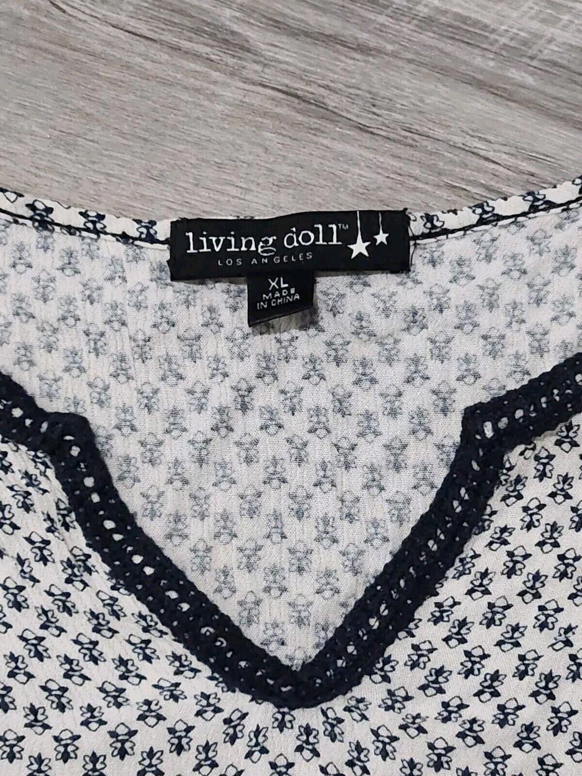 Designer Living Doll Top Extra Large Shirt Blouse Boho Long Bell Size XL / US 12-14 / IT 48-50 - 3 Thumbnail