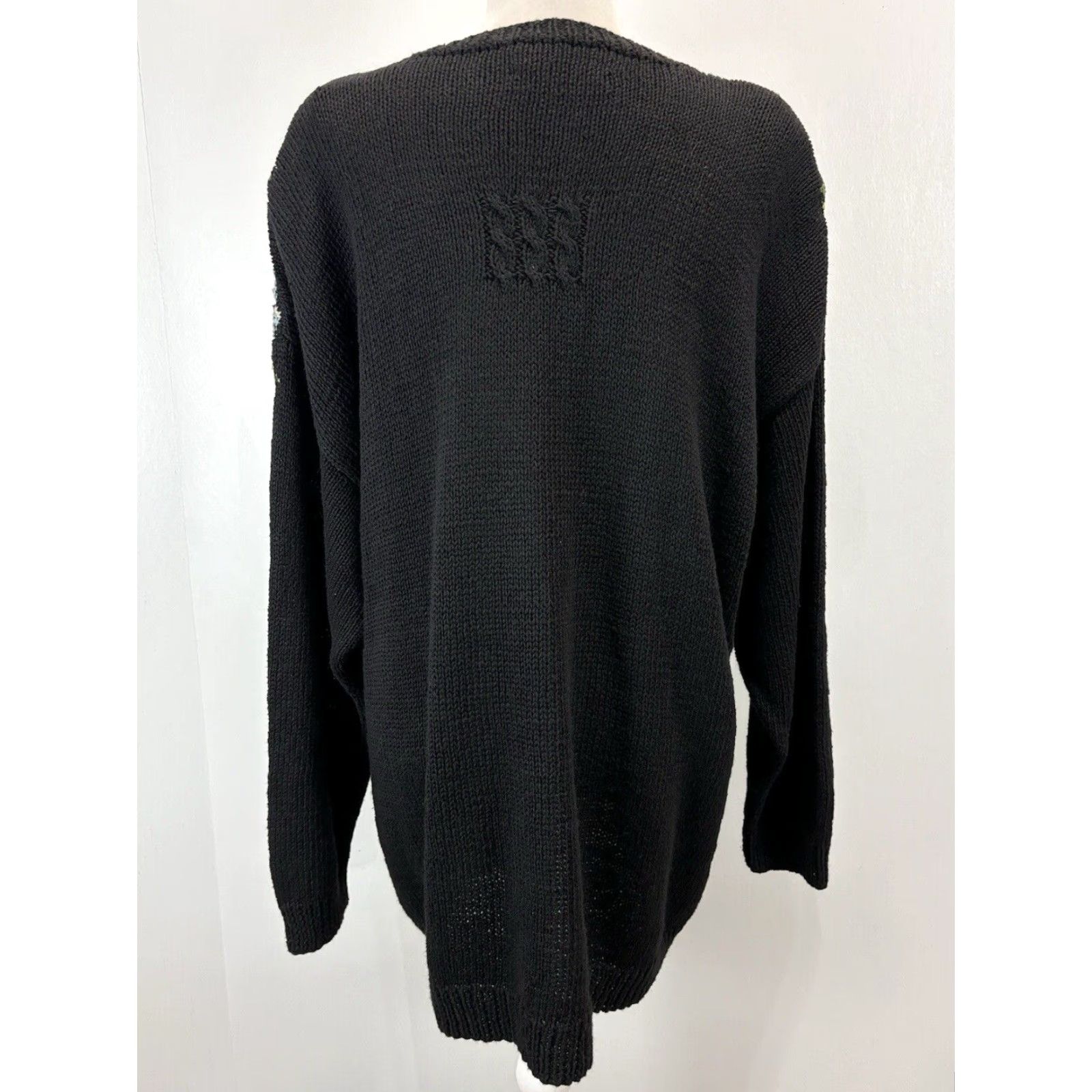 Vintage Vintage Marisa Christina Women's Sweater Pullover 2X Plus Black Floral Knit Fall Winter 90s Cottagecore Size XXL / US 16-18 / IT 52-54 - 3 Thumbnail