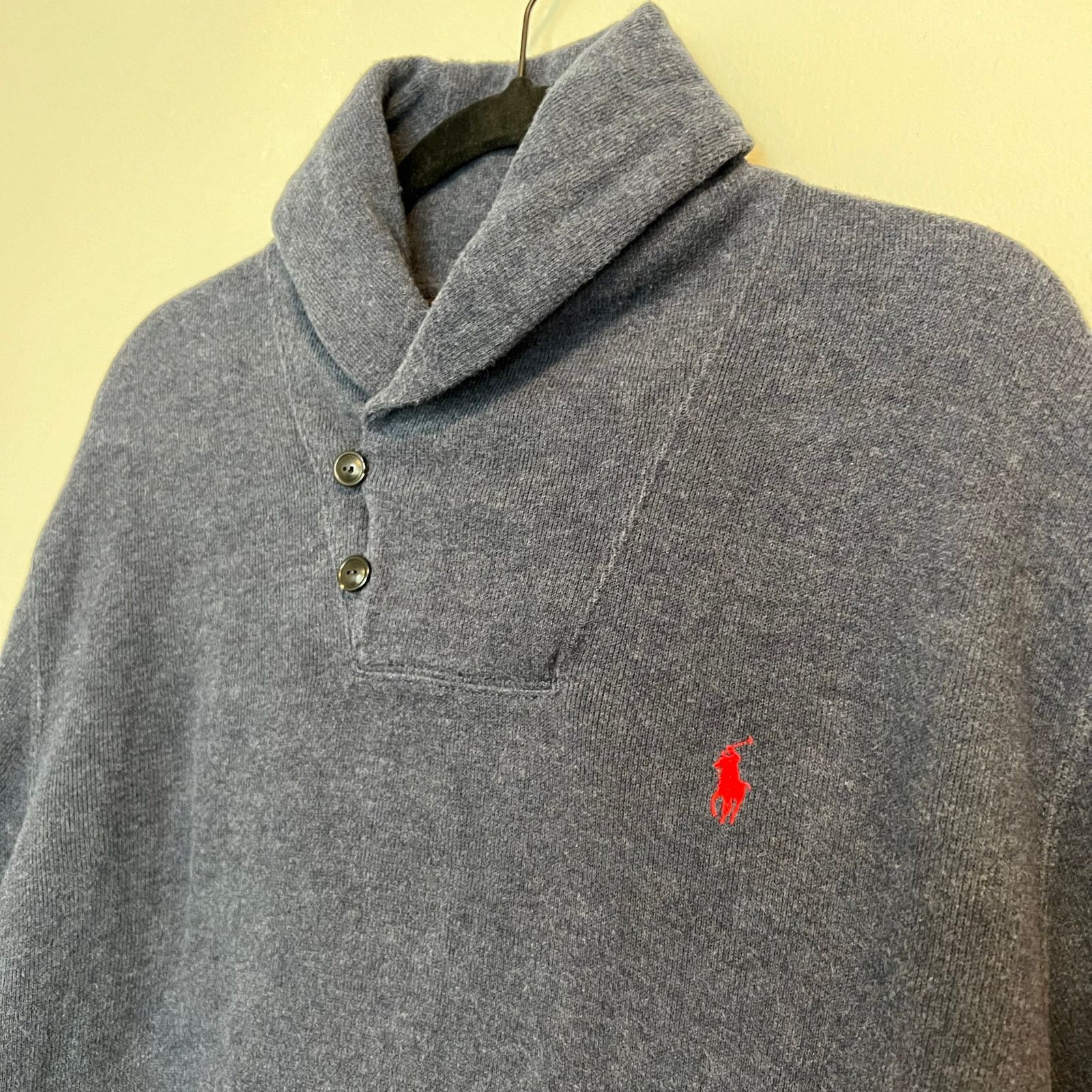 Polo Ralph Lauren Polo Ralph Lauren Shawl Collar Pull Over Blue Sweater Sz L Size US L / EU 52-54 / 3 - 6 Thumbnail