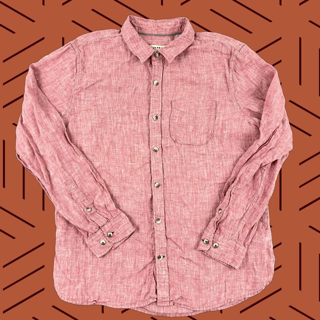 FatFace VINTAGE Fat Face Mens Shirt Long Sleeve XL Red Linen Button-Up Preppy Classic Size US XL / EU 56 / 4 - 1 Thumbnail