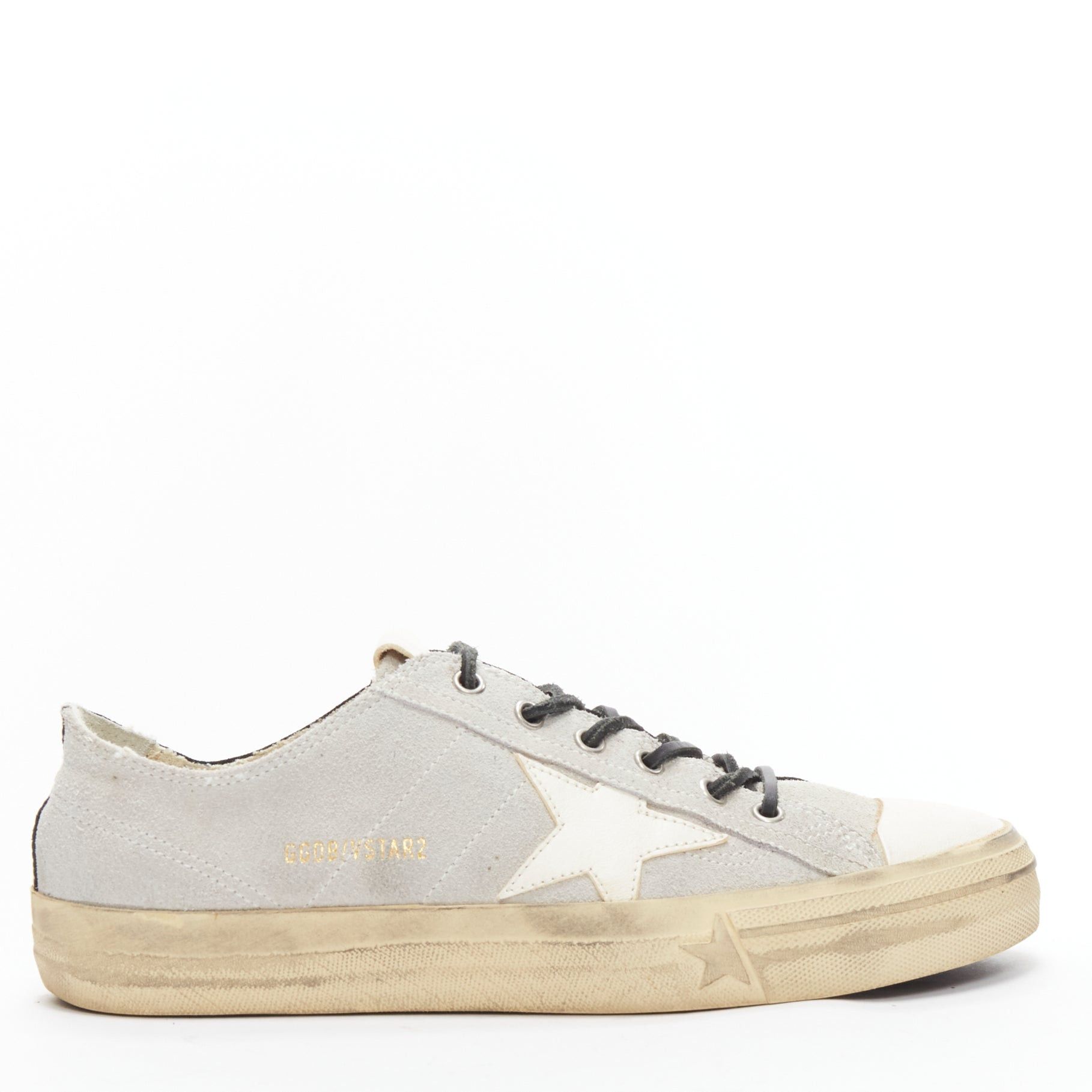 Golden Goose GOLDEN GOOSE VSTAR2 bicolor grey black distressed leather sneakers EU40 Size US 7 / EU 40 - 1 Thumbnail