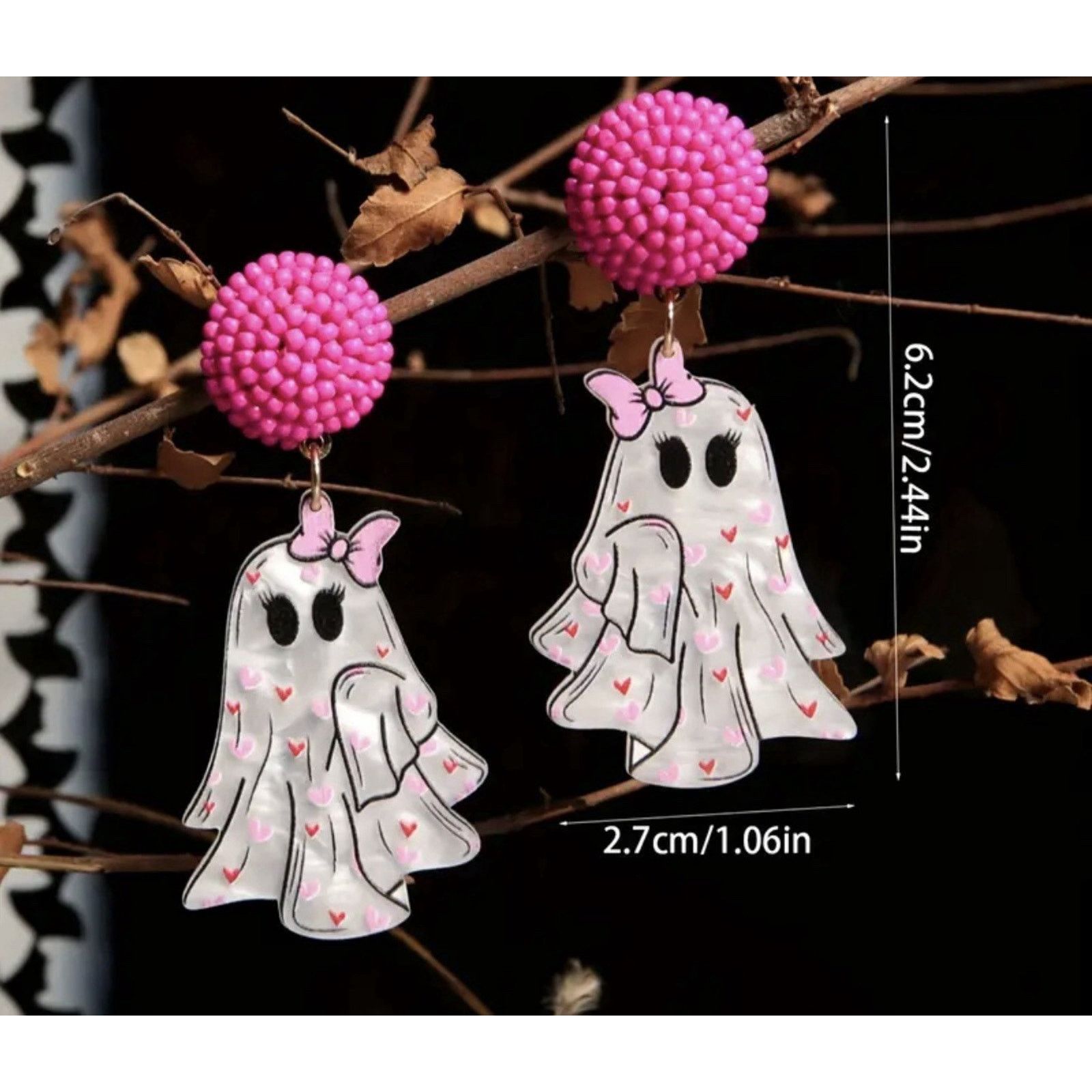 Other Ghost Earrings Halloween 2D Acrylic Dangle Stud Earrings,NEW Size ONE SIZE - 4 Thumbnail