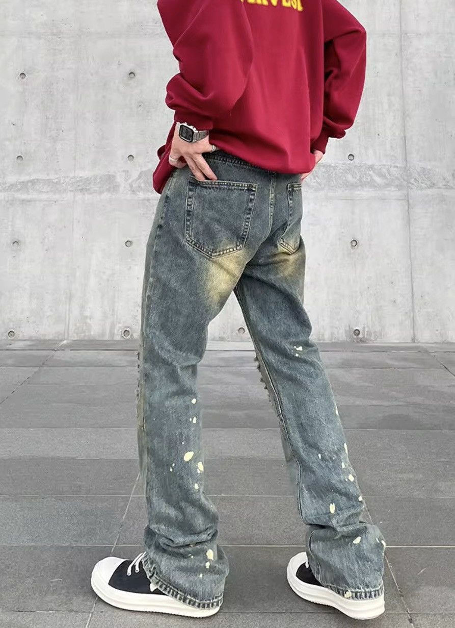 Jean × Vintage Streetwear Design Skinny Ripped Straight Hole Jeans y2k Size US 29 - 3 Thumbnail