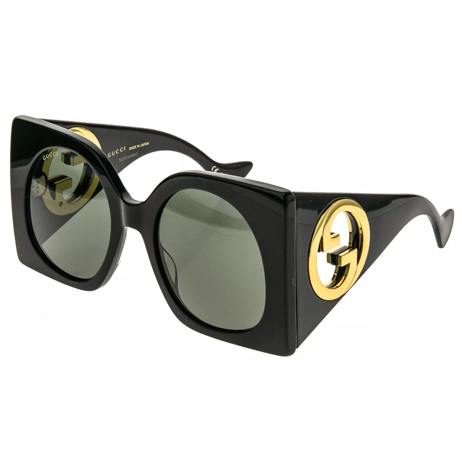 Gucci GUCCI 1254 Black Gold Logo Gg1254S Oversized Mask Flat 001 Size ONE SIZE - 6 Thumbnail