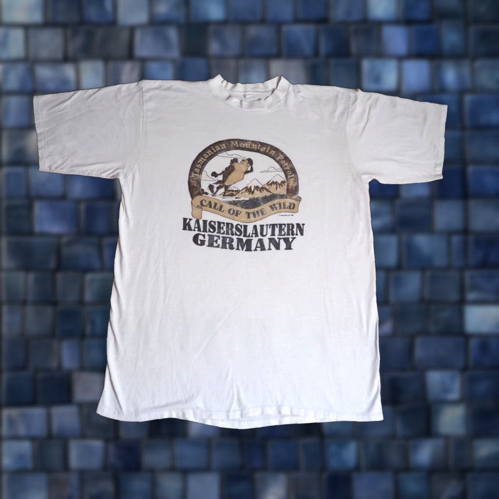 Vintage VTG 80s Artex Looney Tunes Taz Germany Alps Art White Tee T-Shirt Mens 2XLT Size US XXL / EU 58 / 5 - 1 Thumbnail