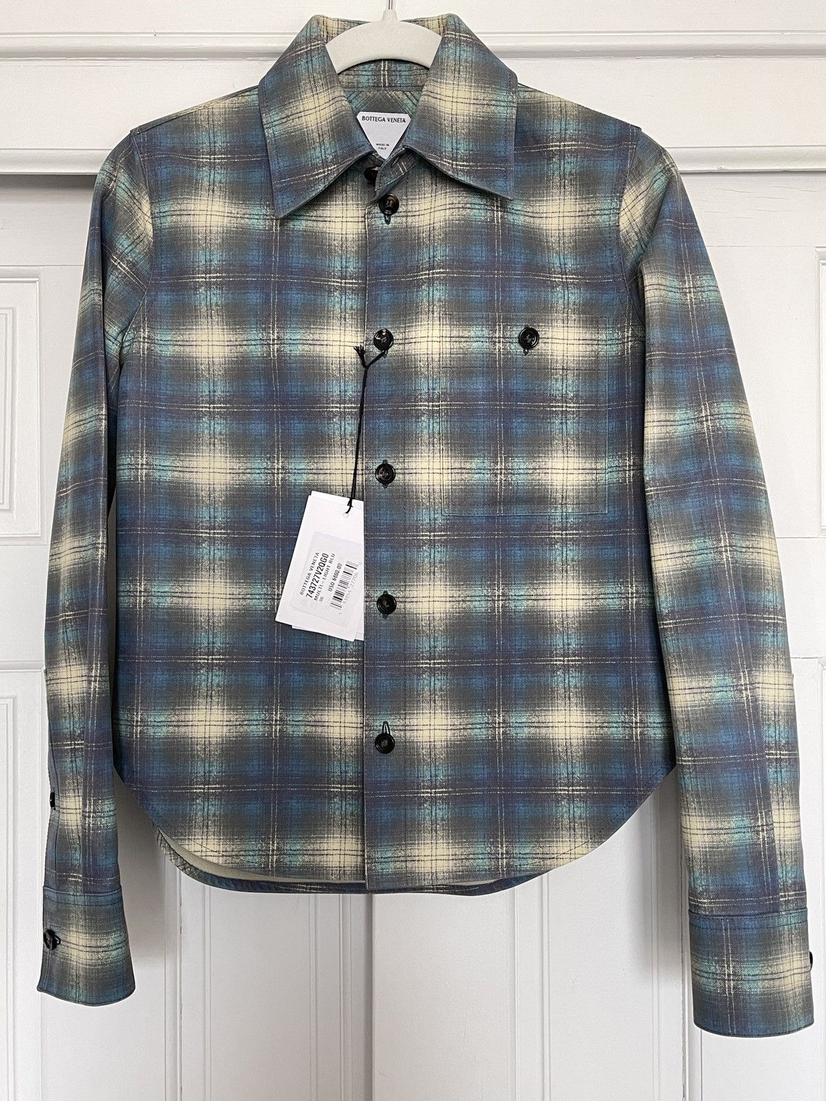 Bottega Veneta Runway Flannel Printed Leather Shirt BNWT