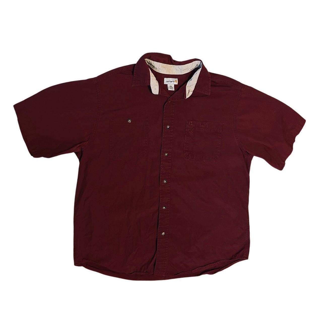 Carhartt Carhartt Button Up Short Sleeve Shirt Men's Size 2XL Maroon Size US XXL / EU 58 / 5 - 1 Thumbnail
