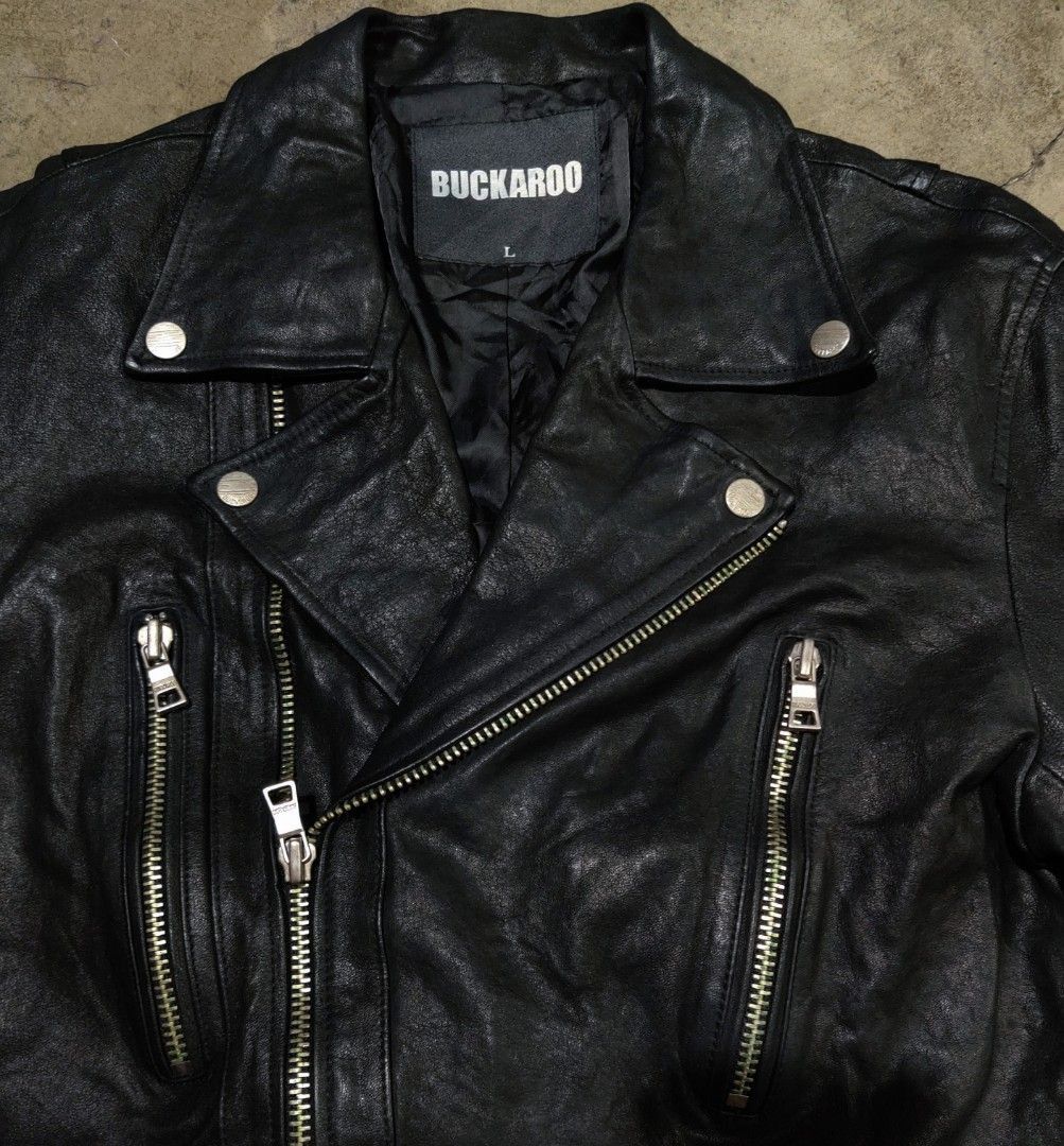 BUCKAROO BUCKAROO Men's Sheep Skin Leather Biker Jacket Size US L / EU 52-54 / 3 - 2 Thumbnail