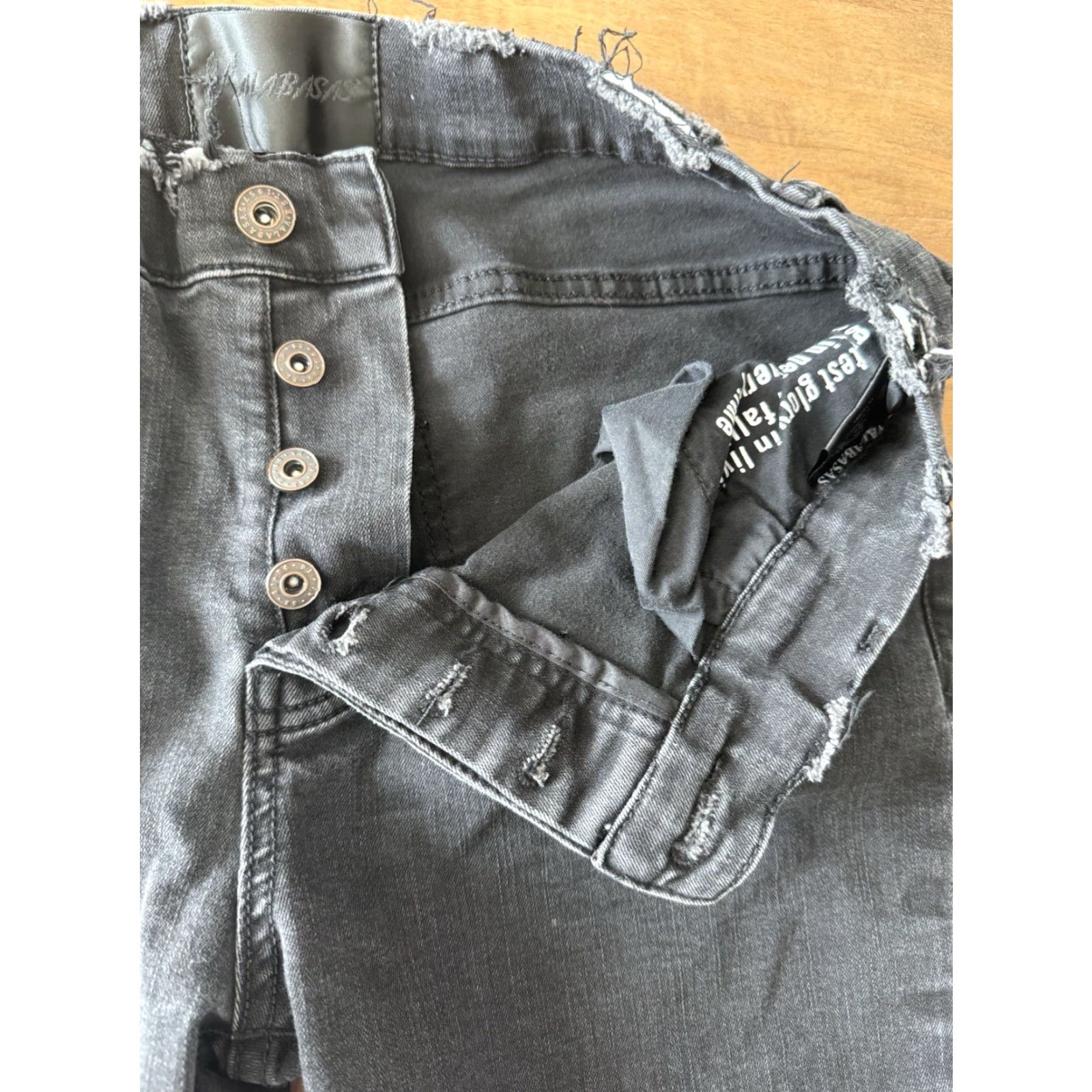 Denime Valabasas Distressed Denim Skinny Jeans Mens 34 31x26 Button Fly Dark Black 5-Pocket Slim Fit Mens Size US 34 / EU 50 - 4 Thumbnail