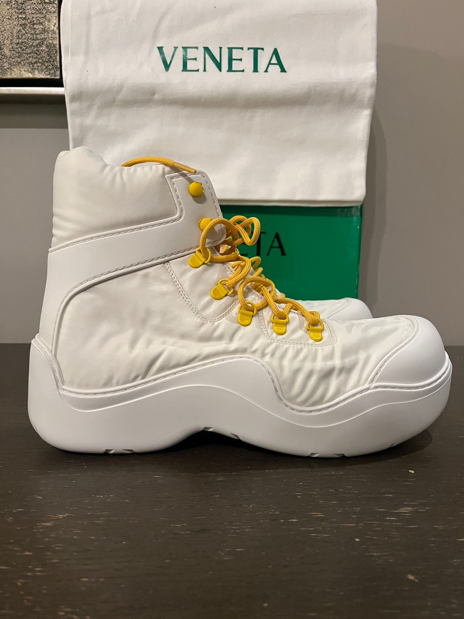 Bottega Veneta o1rshd1 Puddle Bomber Boots in String / Egg Yolk Size US 13 / EU 46 - 10 Thumbnail