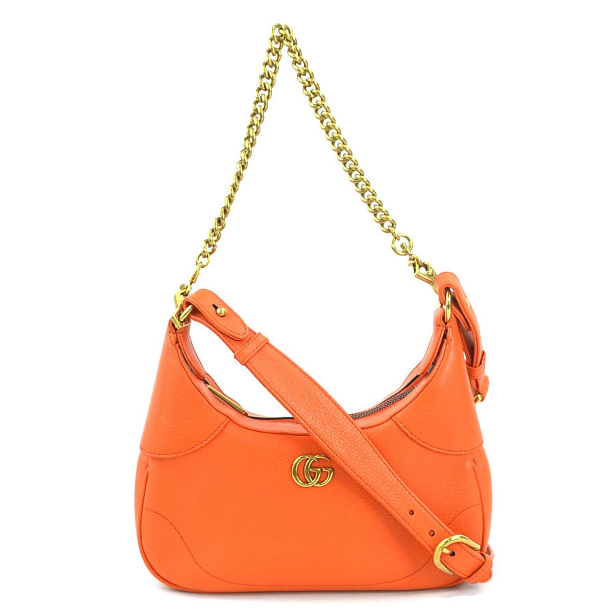 Gucci 2-Way Bag Shoulder GG Marmont Leather Orange Gold Women's 731817 E60378G