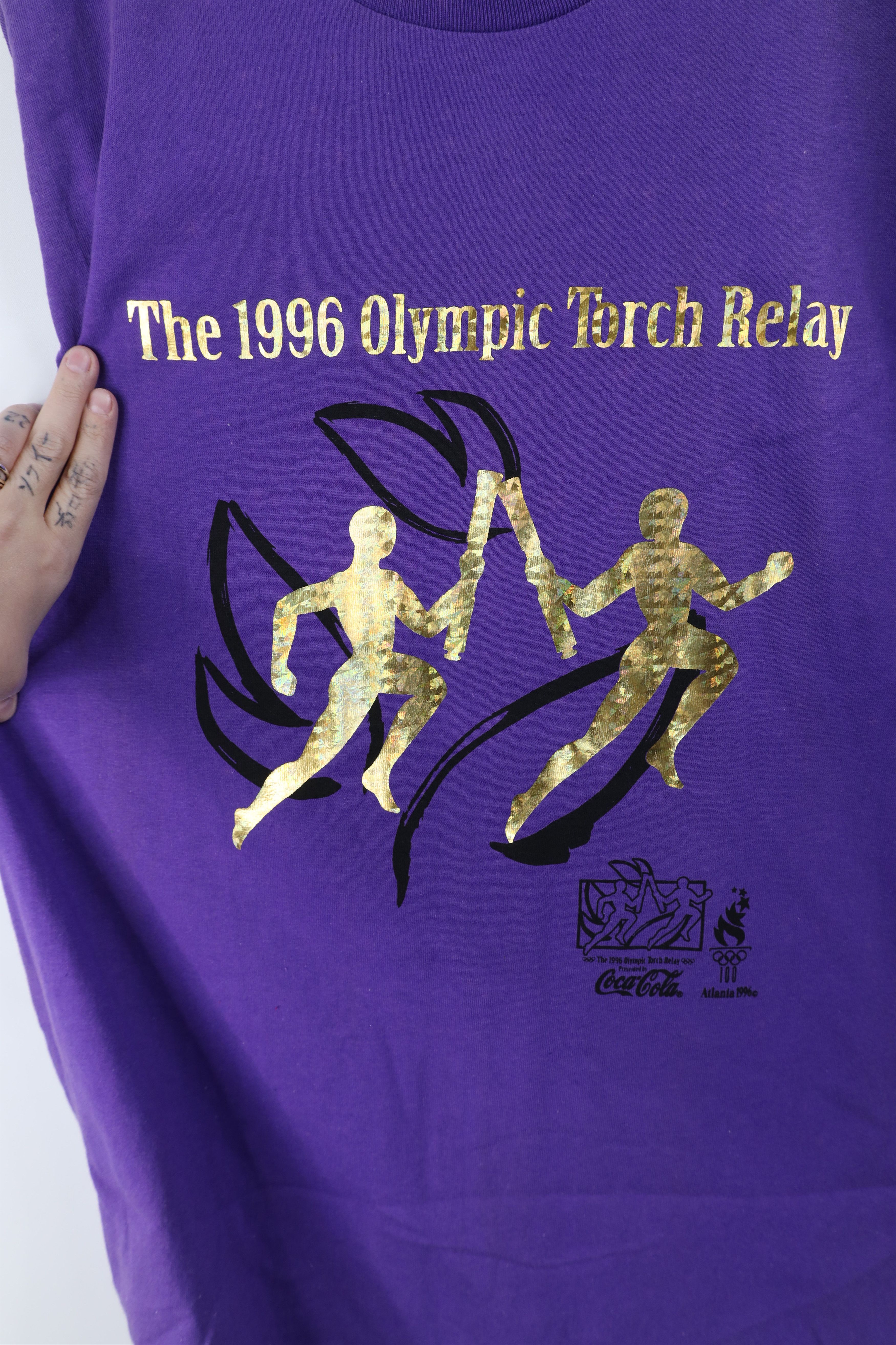 Hanes Deadstock Vintage 90s Atlanta Torch Relay T-Shirt Purple Size US L / EU 52-54 / 3 - 7 Thumbnail