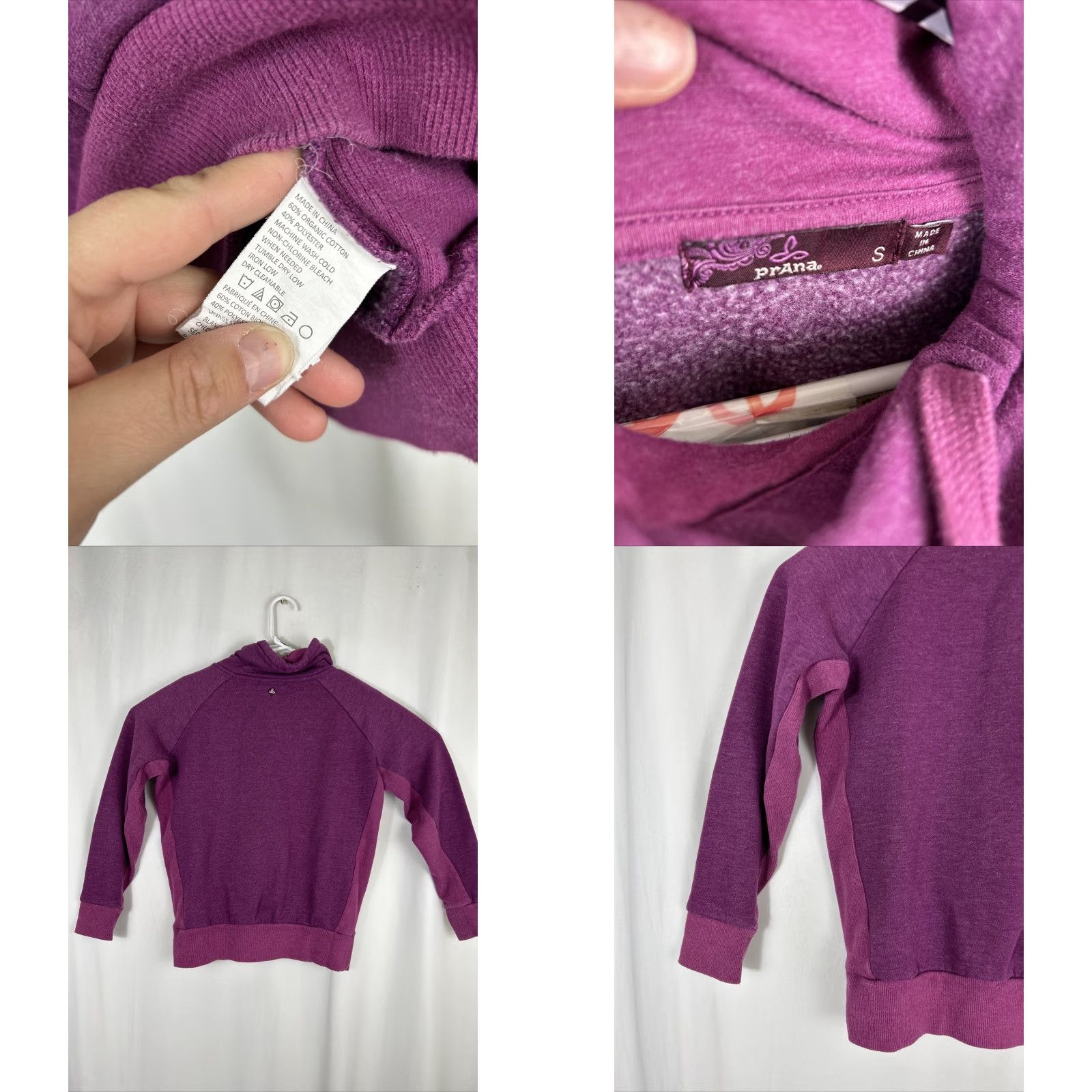Prana PrAna Womens Small Pullover Mock Neck Sweater Purple Drawstring Size S / US 4 / IT 40 - 8 Thumbnail
