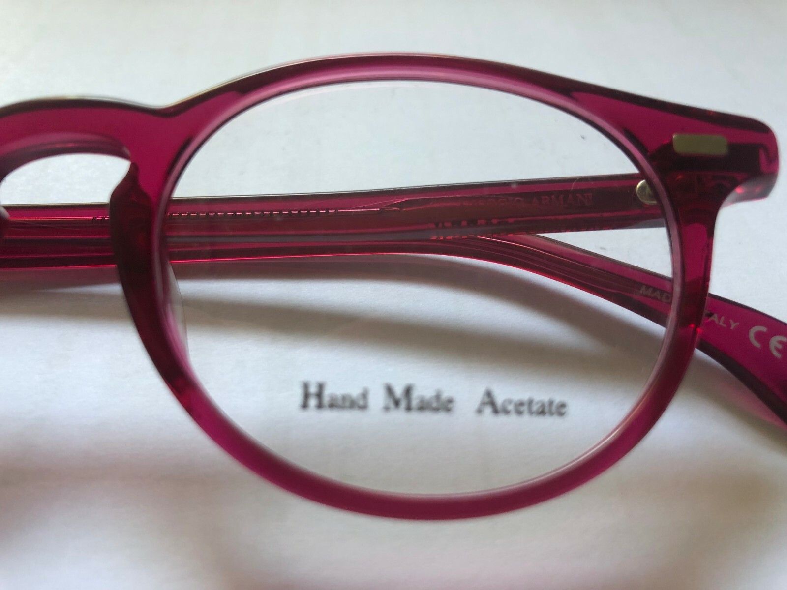 Giorgio Armani Giorgio Armani raspberry pink round demo eyeglass frame Size ONE SIZE - 4 Thumbnail