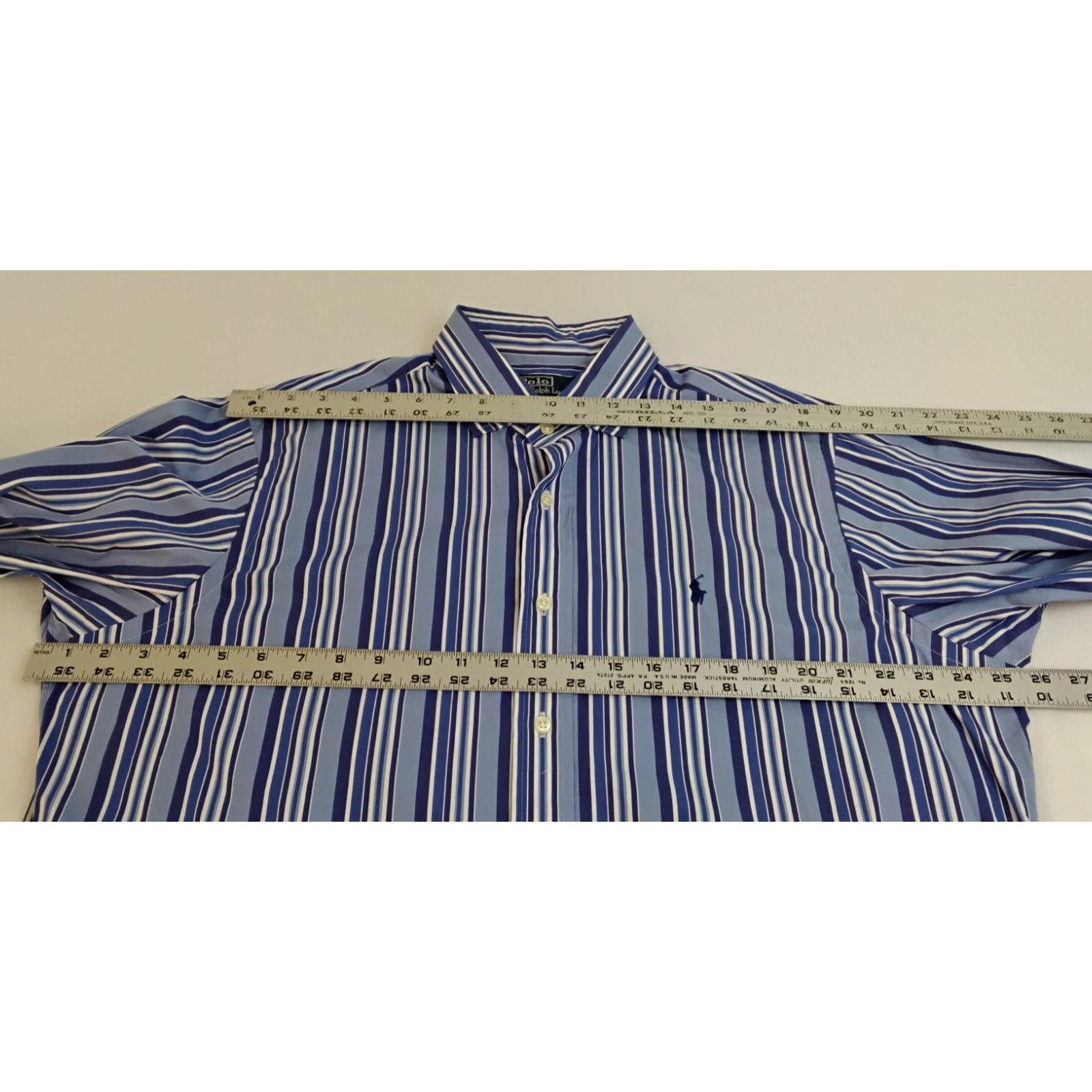 Polo Ralph Lauren Polo Ralph Lauren Dress Shirt Men L Blue Striped VTG 90s NWT Size US L / EU 52-54 / 3 - 13 Thumbnail