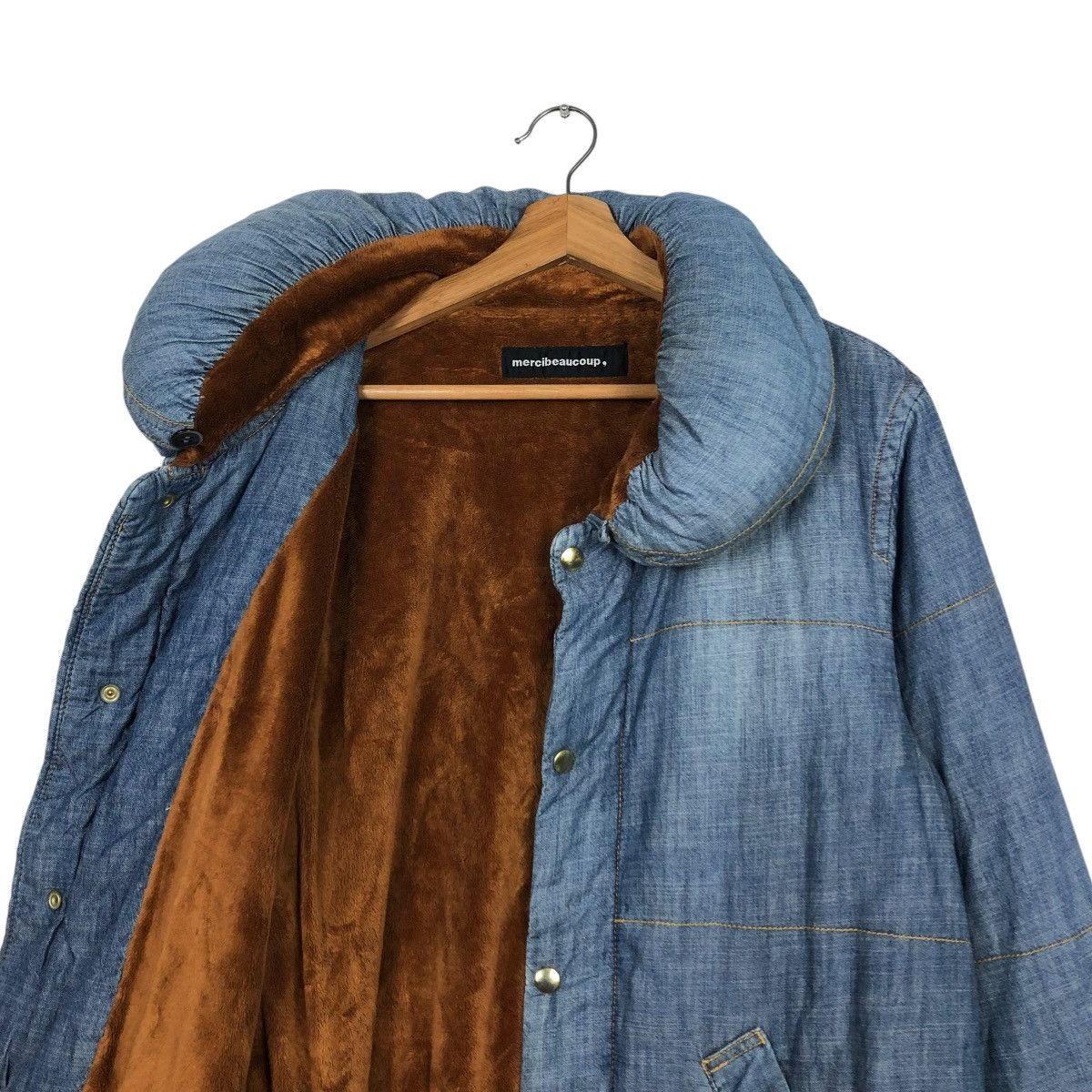 Issey Miyake 🔥CROPPED DENIM BIKER JACKET MERCIBEAUCOUP BLANKET PUFFER Size US M / EU 48-50 / 2 - 14 Thumbnail