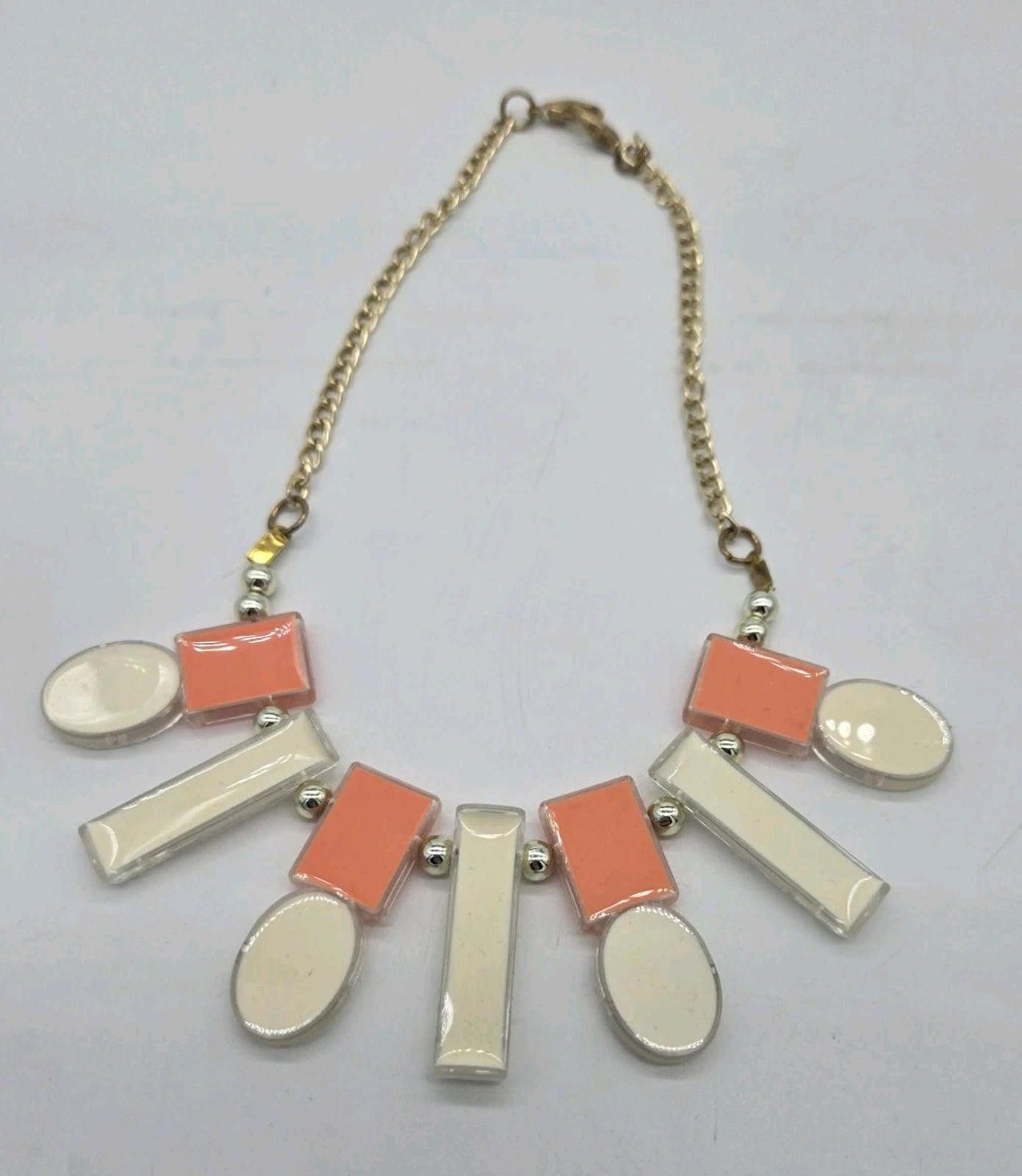 The Unbranded Brand Orange Art Deco Statement Necklace Unbranded Fashion Costume Size ONE SIZE - 3 Thumbnail