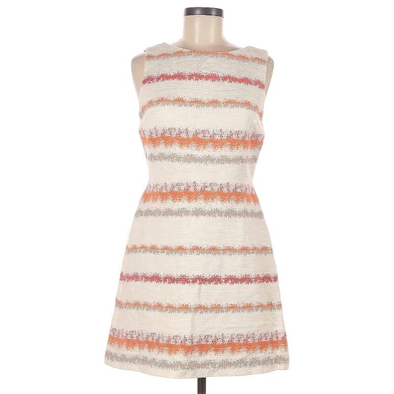 image of Alice Olivia Alice + Olivia Eli Striped Tweed Mini Dress | Size 0 in Cream, Women's