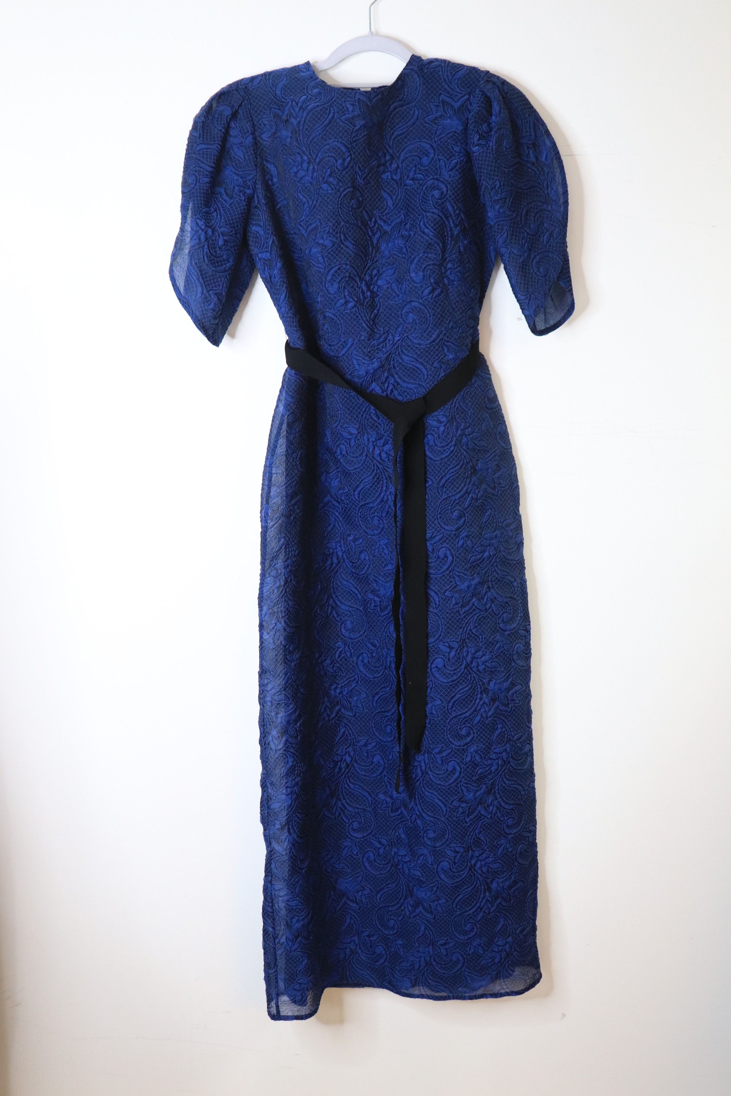 Erdem Blue organza cloque belted midi dress - UK 12 Size M / US 6-8 / IT 42-44 - 1 Thumbnail
