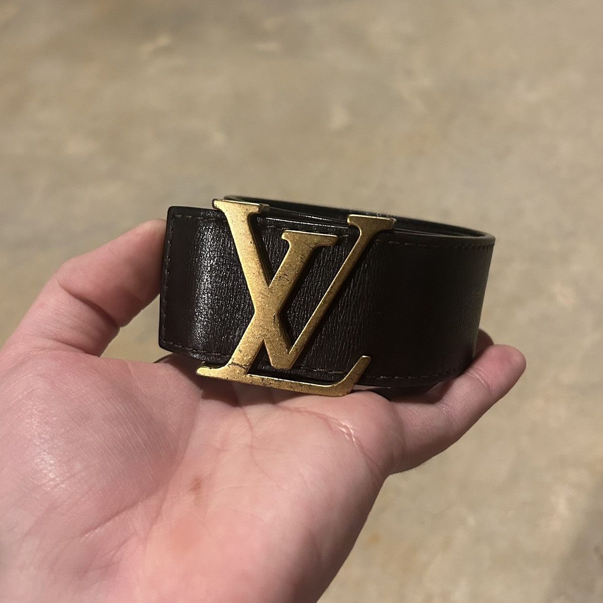 Designer × Louis Vuitton × Vintage Vintage Louis Vuitton LV Initials Monogram Leather Belt Rare Size ONE SIZE - 3 Thumbnail