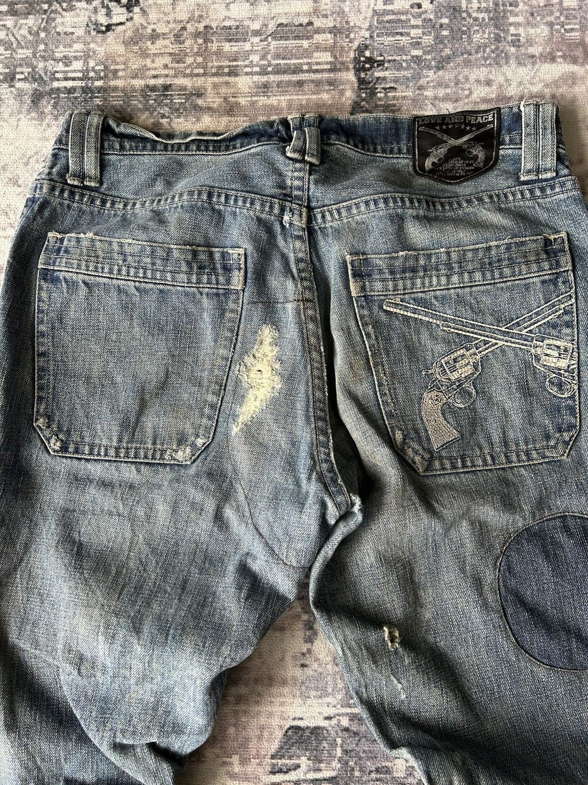 If Six Was Nine Roar Double Guns Distressed Jeans Size US 31 - 8 Thumbnail