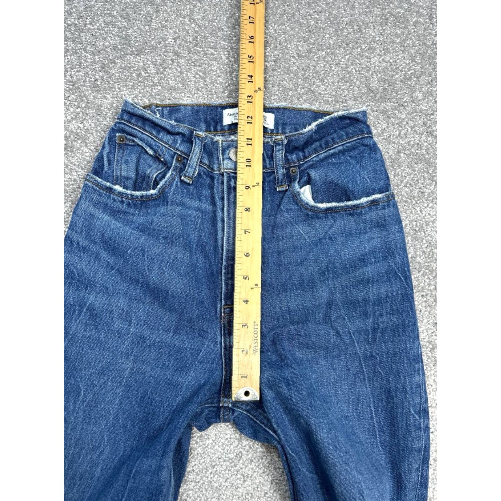 Abercrombie & Fitch Abercrombie & Fitch Curve Love The 90s Straight Jeans Womens 25 Blue Denim Ultra High Rise 23x28 Size 42" / US 20 - 4 Thumbnail