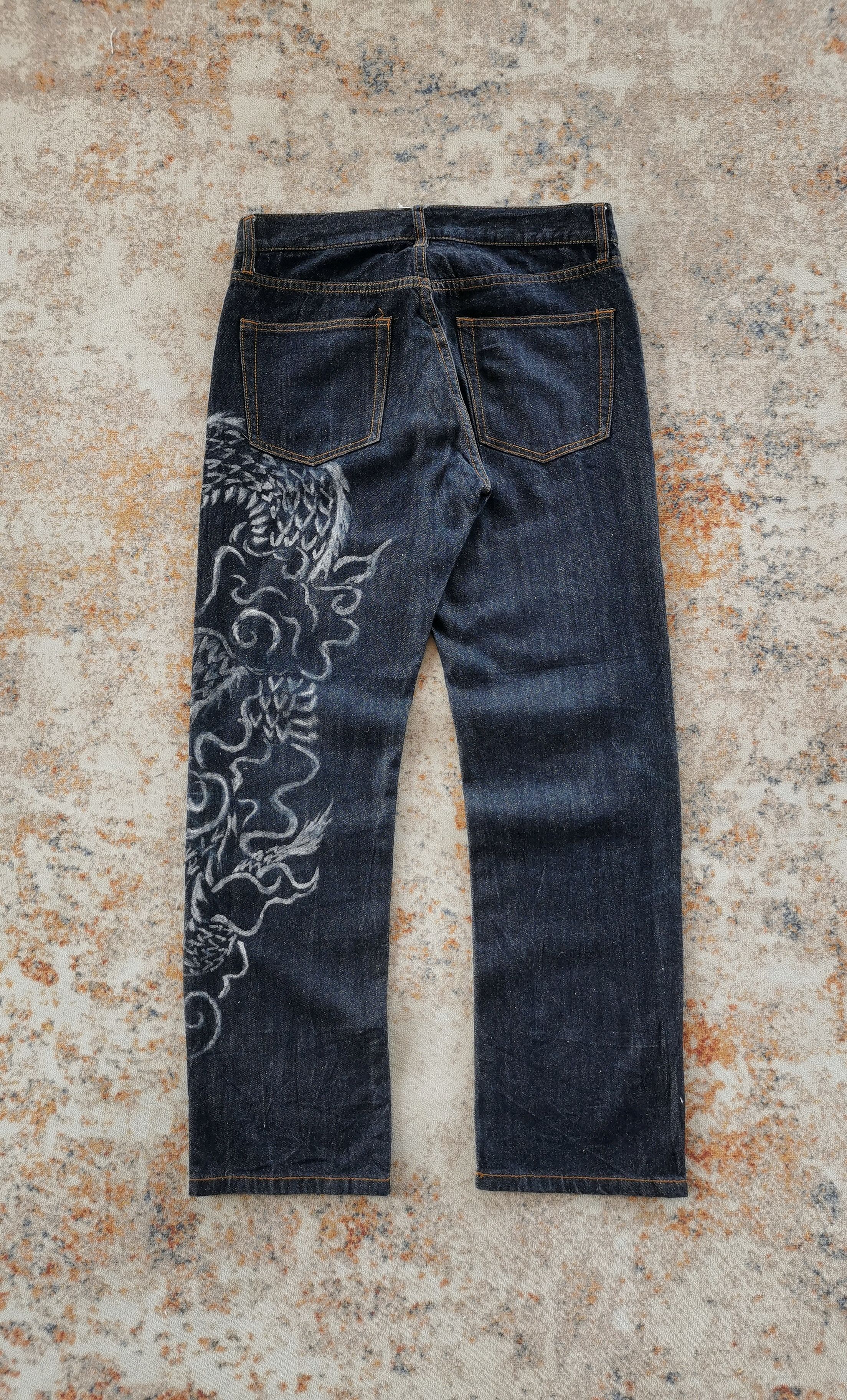 Evisu Dragon Art Denim Jeans Custom Streetwear Piece Size US 31 - 3 Thumbnail