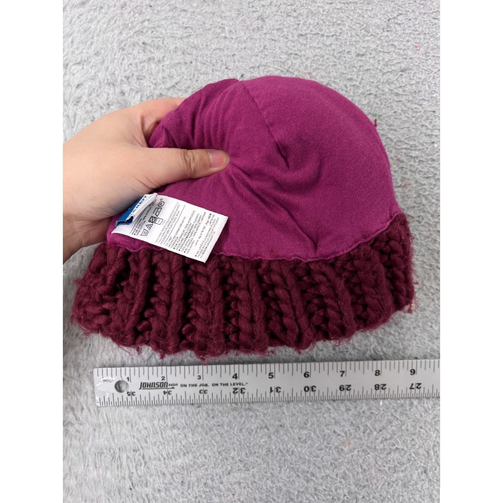 Old Navy Old Navy Beanie Hat Womens M Purple Knit Acrylic Cotton Lined Pom Beanie? Size ONE SIZE - 6 Thumbnail