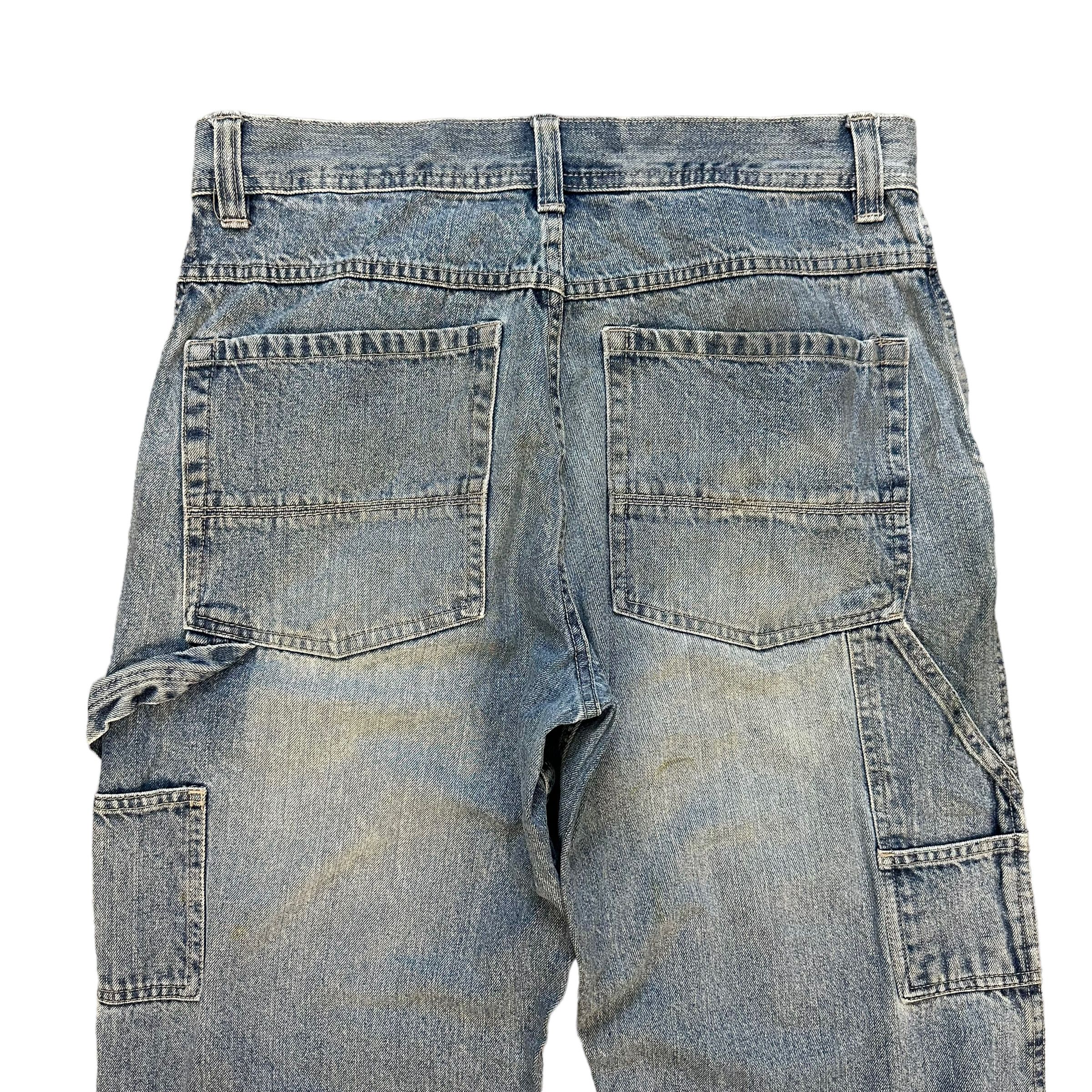 Vintage TRASHED🔥 CARPENTER LIGHT WASH DENIM PANTS #7456-147 Size US 33 - 17 Thumbnail