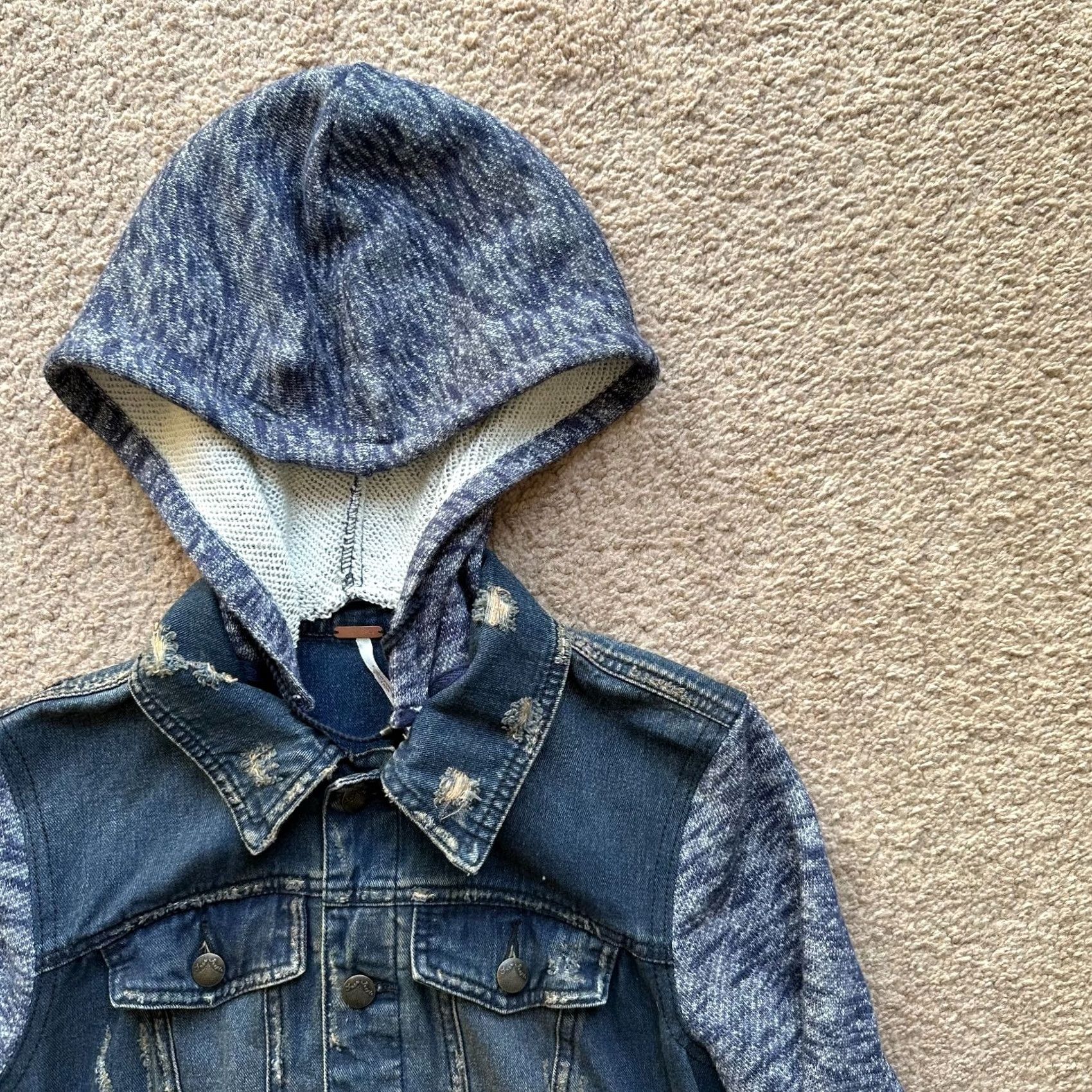 Free People Free People Button Up Denim Jacket Womens Small Petite Blue Solid Jacket Size 28" / US 6 / IT 42 - 4 Thumbnail