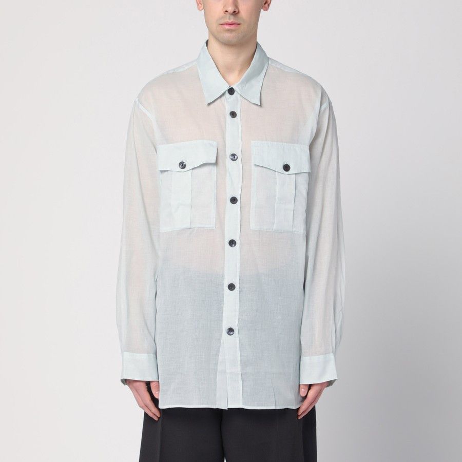Dries Van Noten o1d2blof0225 Cotton Shirt in Light Blue Size US M / EU 48-50 / 2 - 1 Thumbnail