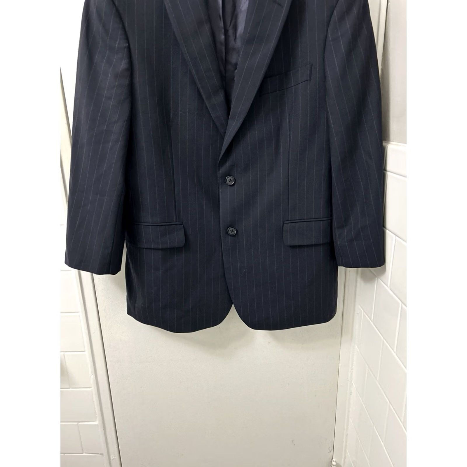 Brooks Brothers Brooks Brothers 346 Blazer Mens 42S Navy Pinstripe Wool Blend Stretch Jacket Blazer Size 42R - 3 Thumbnail
