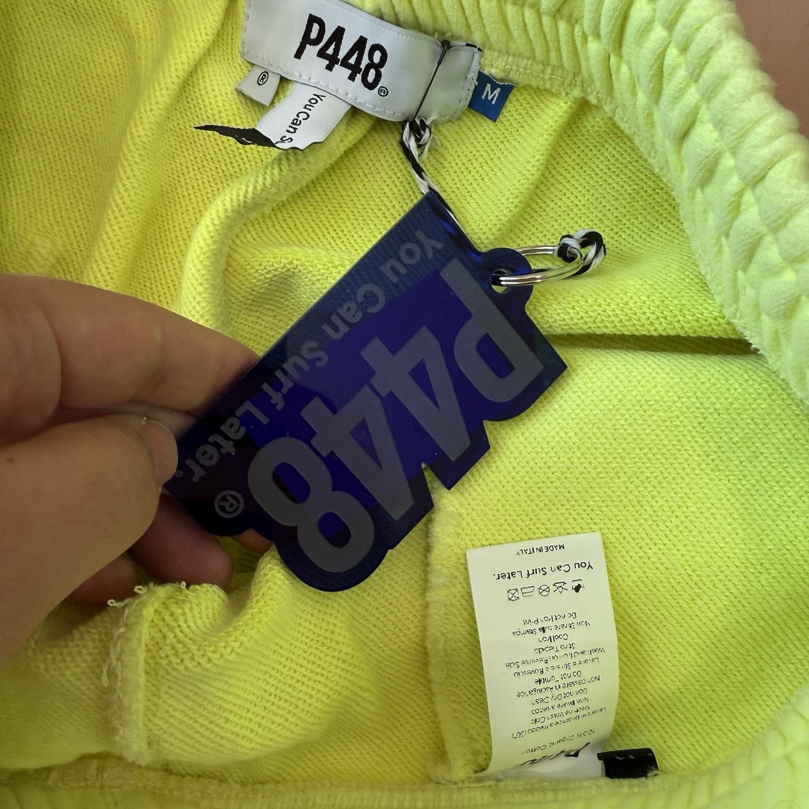 P448 P448 Shorts Medium Neon Green Fleece Summer Streetwear Size US 28 / EU 44 - 7 Thumbnail