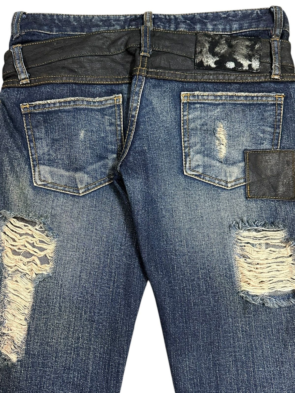 If Six Was Nine Vintage Japanese Brand Double Waist Distressed Flare Jeans Size US 28 / EU 44 - 6 Thumbnail